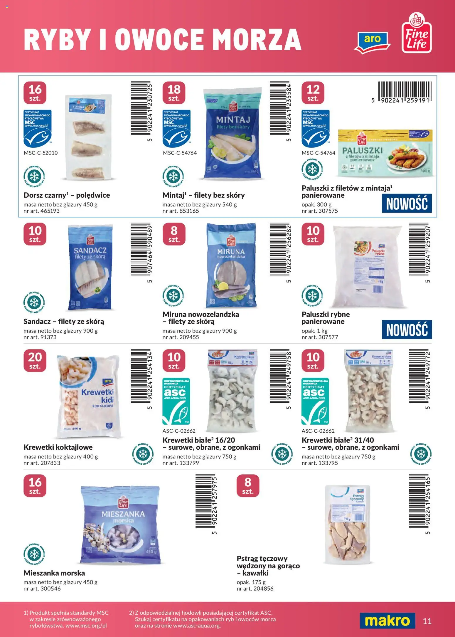 Makro gazetka - Marki własne dla Twojego sklepu od 23.04.2026 | Strona: 11 | Produkty: Pstrąg, Paluszki, Owoce, Owoce morza