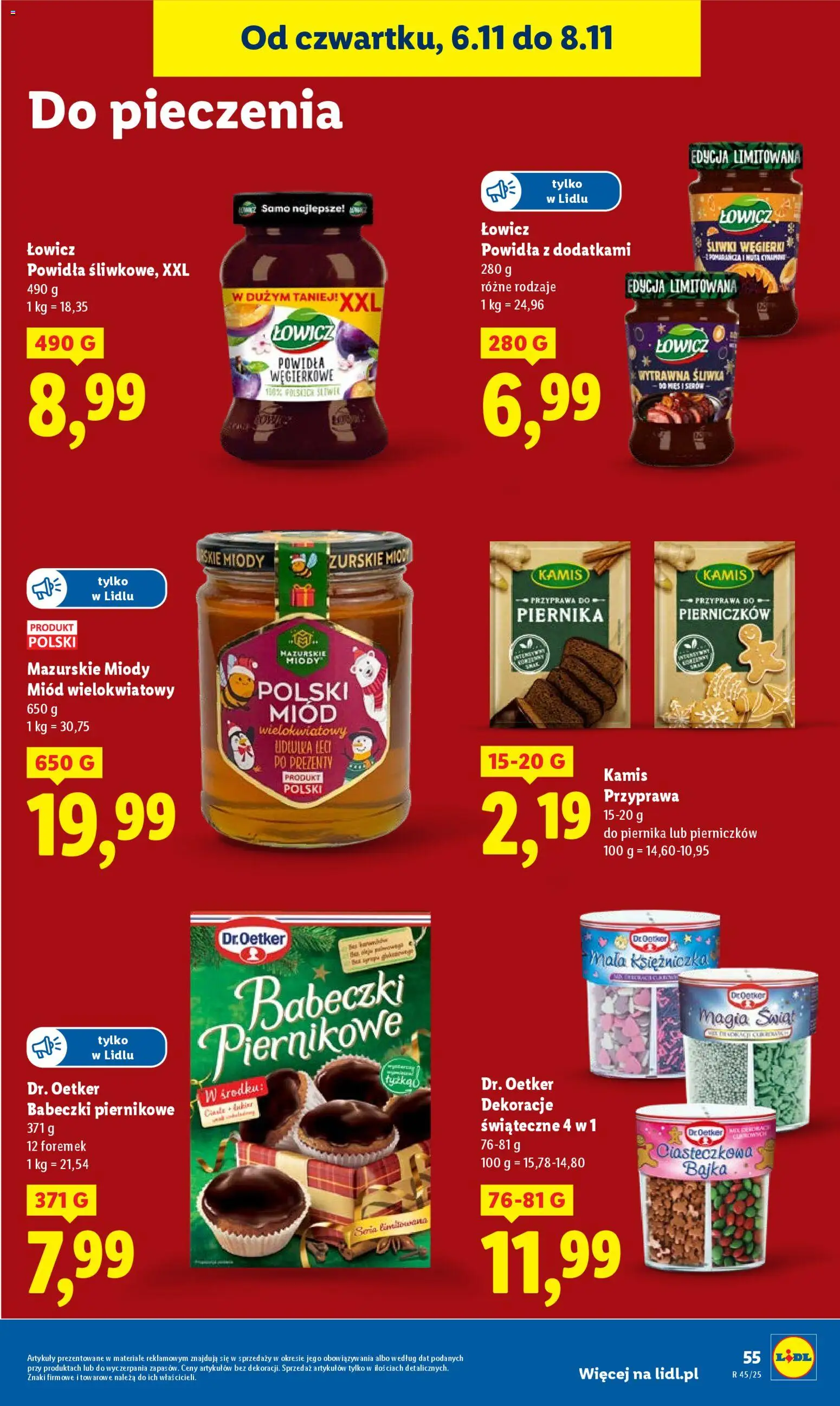 Lidl Gazetka od 06.11.2025 | Strona: 61 | Produkty: Przyprawa do piernika, Śliwki, Powidła, Babeczki