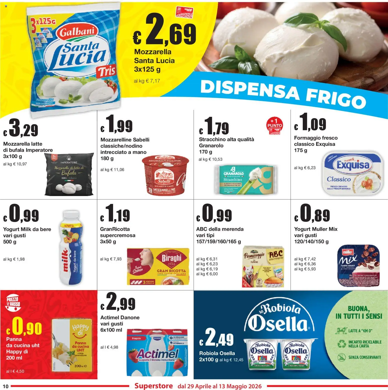 Volantino Sì con Te del 29.04.2026 | Pagina: 10 | Prodotti: Mozzarella, Latte, Stracchino, Ricotta