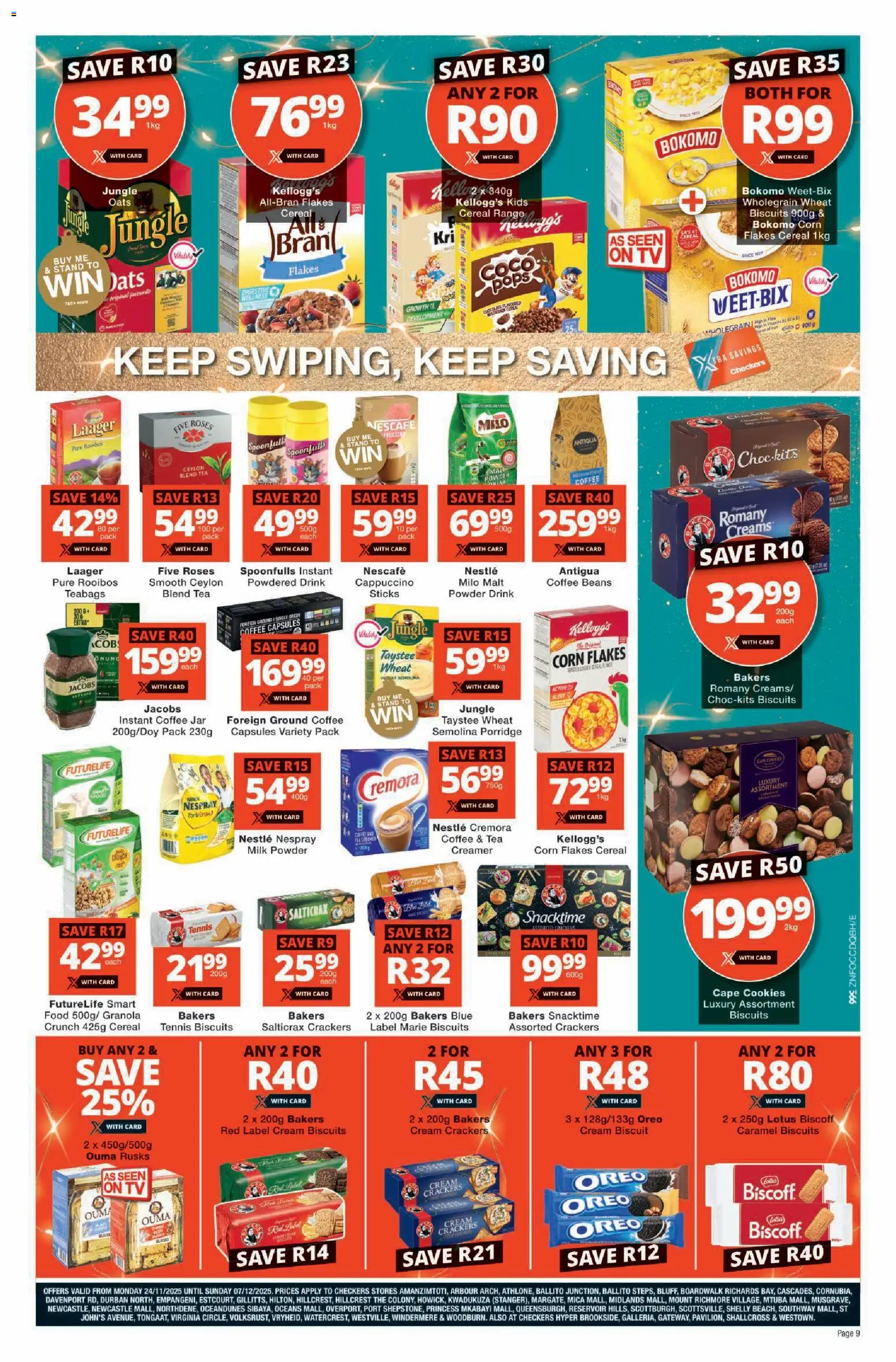 New Checkers catalogue – valid from 23.11.2025 | Page: 9 | Products: Beans, Oats, Powder, Flakes