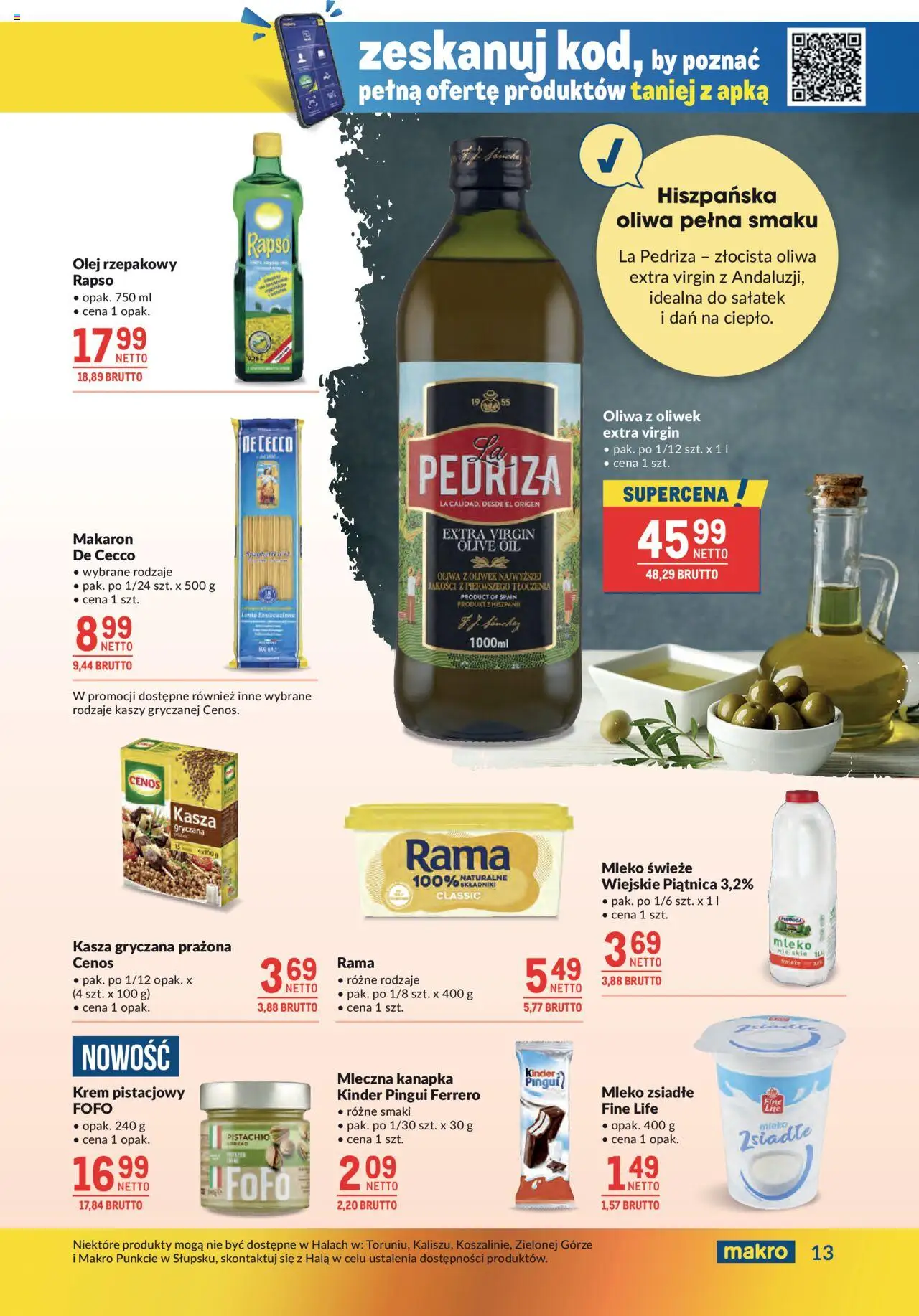 Makro Gazetka od 27.05.2025 | Strona: 13 | Produkty: Kasza, Oliwa z oliwek, Oliwa z oliwek extra virgin, Krem