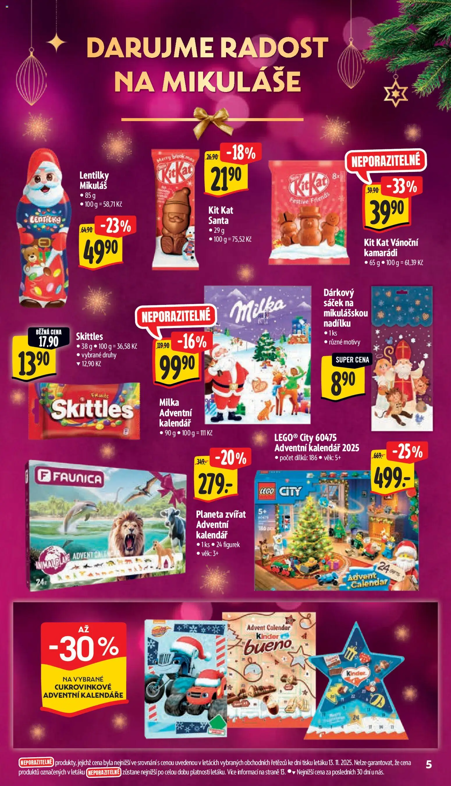 Albert leták - Supermarket od 19.11.2025 | Strana: 10 | Produkty: Adventní kalendář, Kalendář, Kinder, Sáček