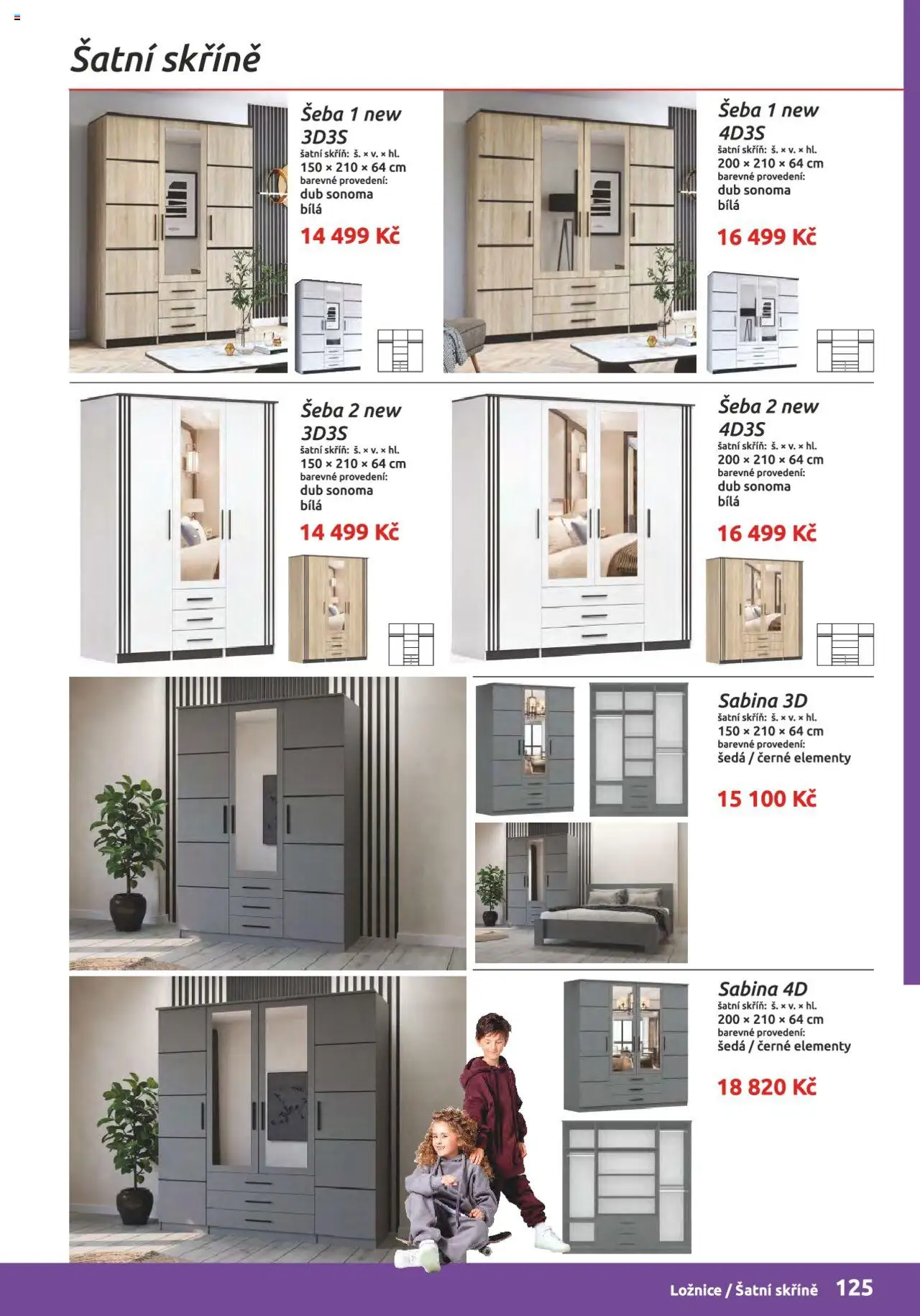 ORFA nábytek katalog 2024-2025 od 15.08.2024 | Strana: 125 | Produkty: Skříně, Šatní skříň, Šatní skříně, Skříň