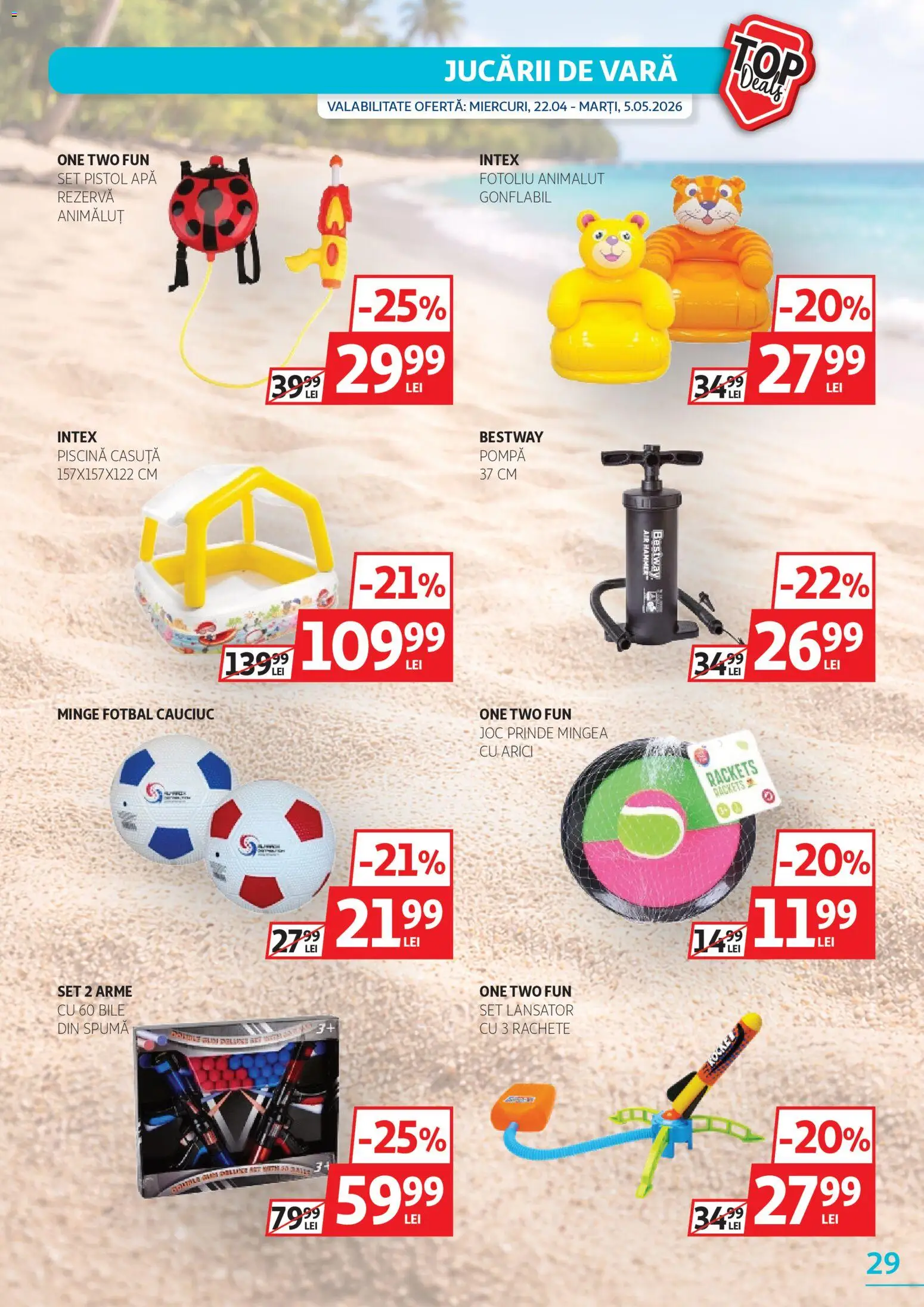 Noul catalog Auchan – valabil de la 22.04.2026 | Pagină: 29 | Produse: Joc, Piscină, Fotoliu, Apă