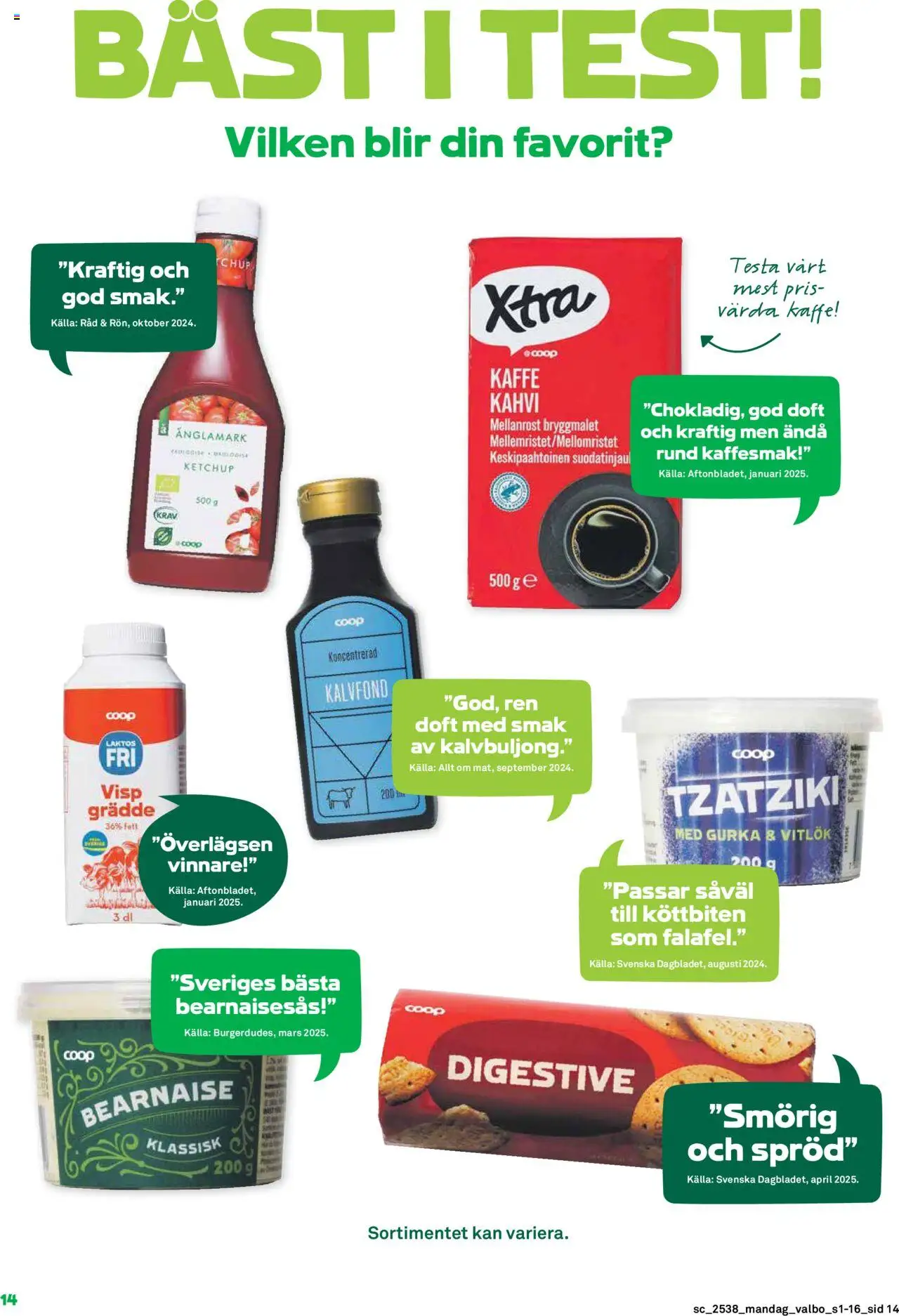 Coop Forum reklamblad aktuell från 15.09.2025 | Sida: 14 | Produkter: Digestive, Vitlök, Gurka, Grädde