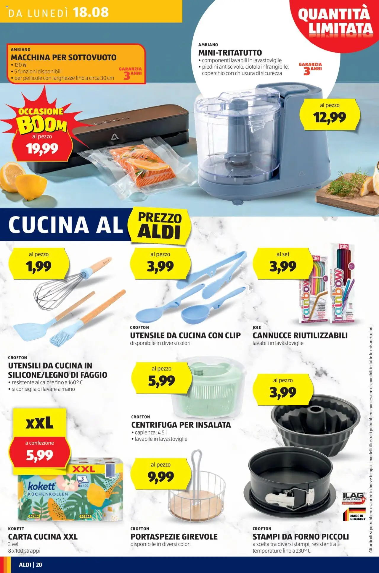 Volantino Aldi del 18.08.2025 | Pagina: 20 | Prodotti: Centrifuga, Insalata, Lavastoviglie, Ciotola