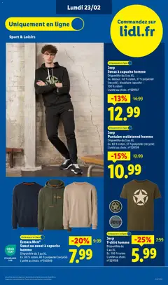LIDL - Prévisualisation de Jeep T-shirt homme, Disponible du S au XL. Ex. 100% coton L'unité au choix. n°529108 valide à partir de 19.02.2026 | Page: 75 | Produits: Coton, T-shirt, Sweat à capuche, Pantalon