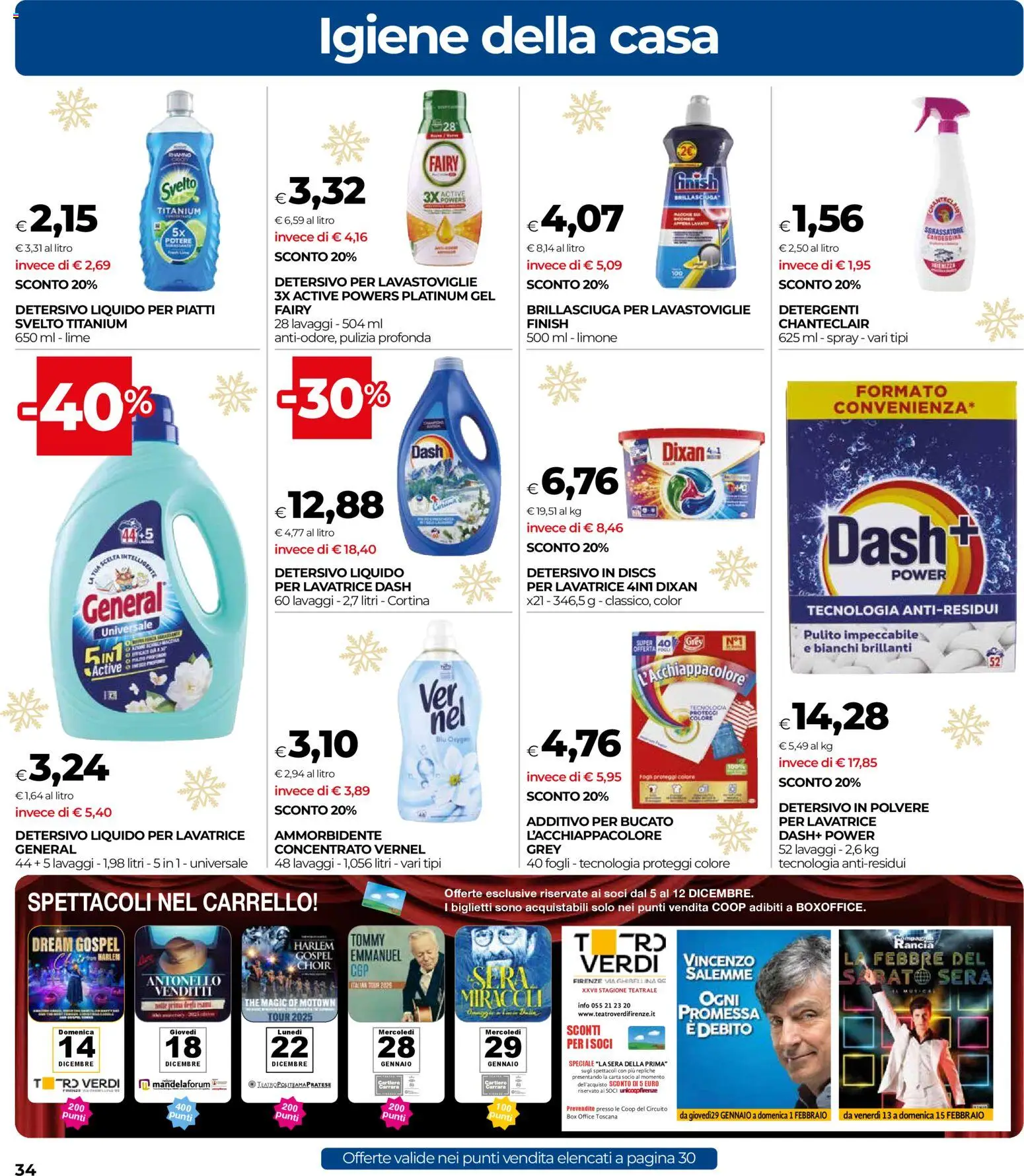 Volantino COOP del 04.12.2025 | Pagina: 34 | Prodotti: Ammorbidente, Candeggina, Sgrassatore, Lavastoviglie