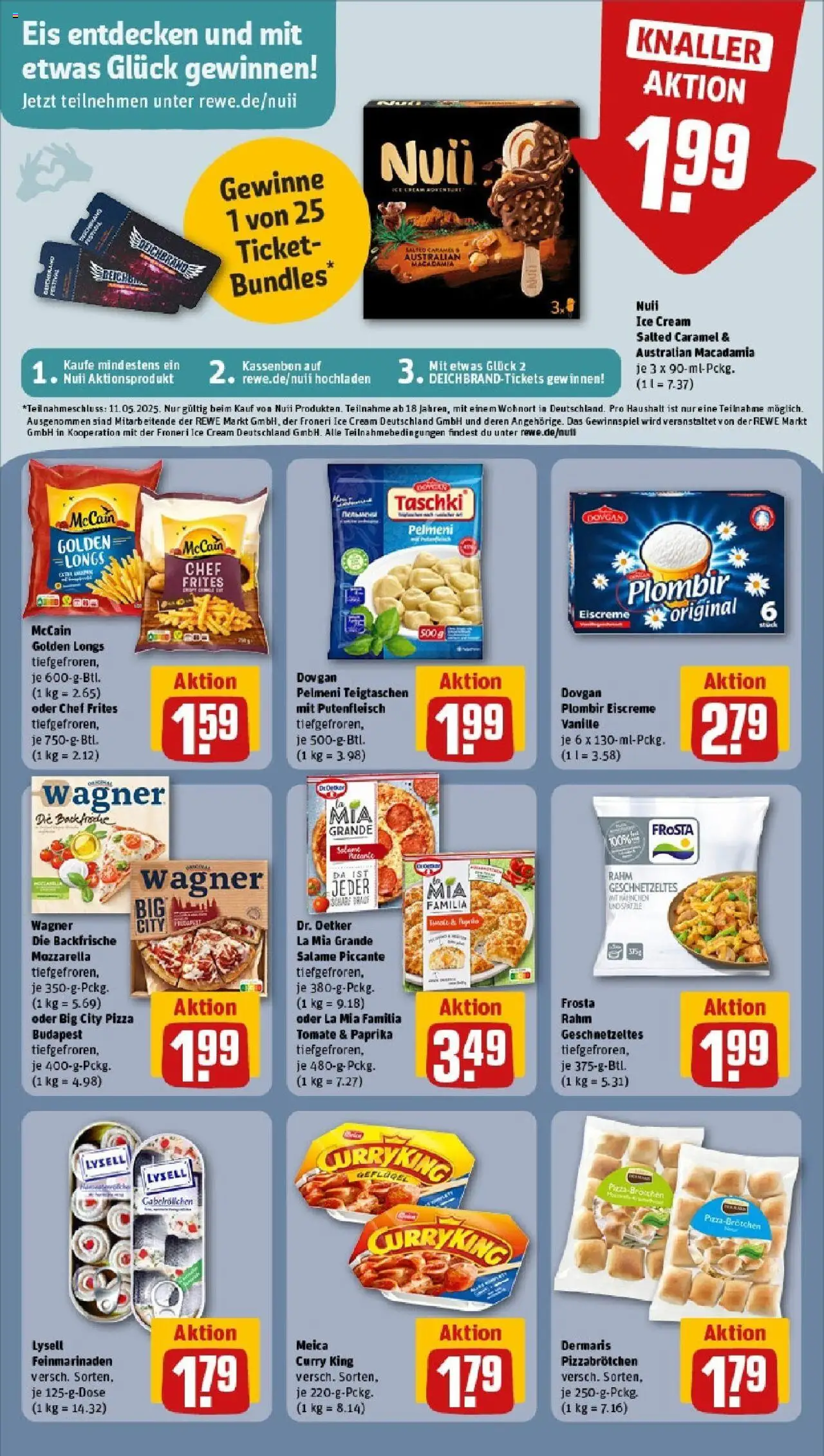 Rewe - Rewe: Wochenangebote (ab 20.04.2025) zum Blättern » Angebote | Seite: 17 | Produkte: Mozzarella, Frosta, Pizza, Eis