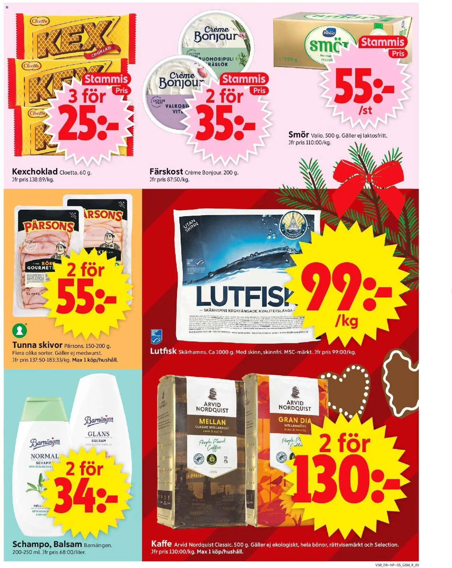 ICA Supermarket reklamblad aktuell från 08.12.2025 | Sida: 3 | Produkter: Galler, Smör, Kaffe, Choklad