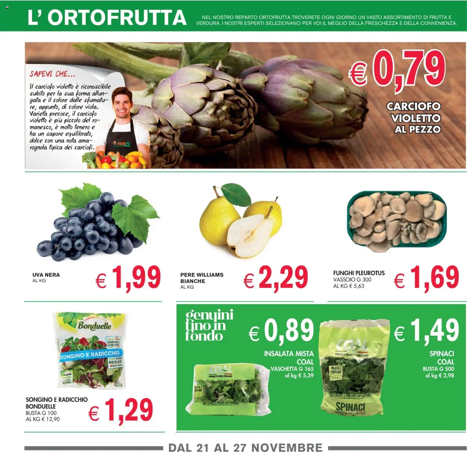 Volantino Coal del 14.11.2025 | Pagina: 3 | Prodotti: Frutta, Funghi, Uva, Vassoio