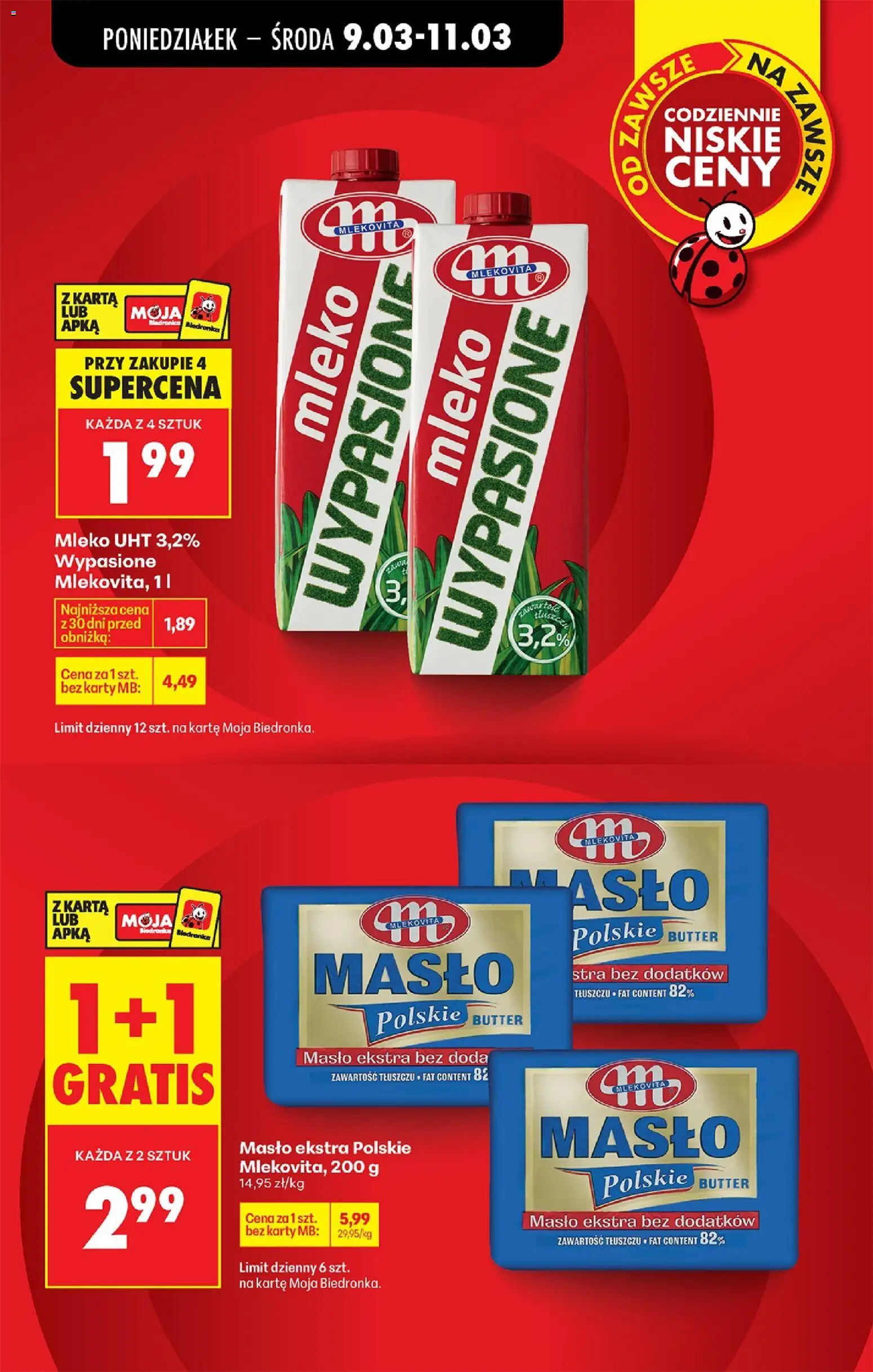 Biedronka Polsko leták od 09.03.2026 | Strana: 9 | Produkty: Mléko, Máslo, Karty