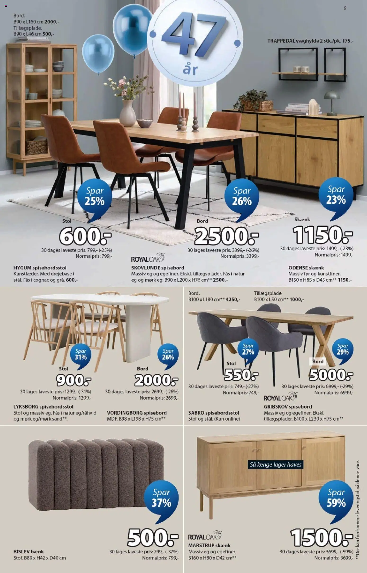 JYSK tilbudsavis – gyldig fra 10.04.2026 | Side: 9 | Produkter: Bord, Stol, Skænk, Bænk
