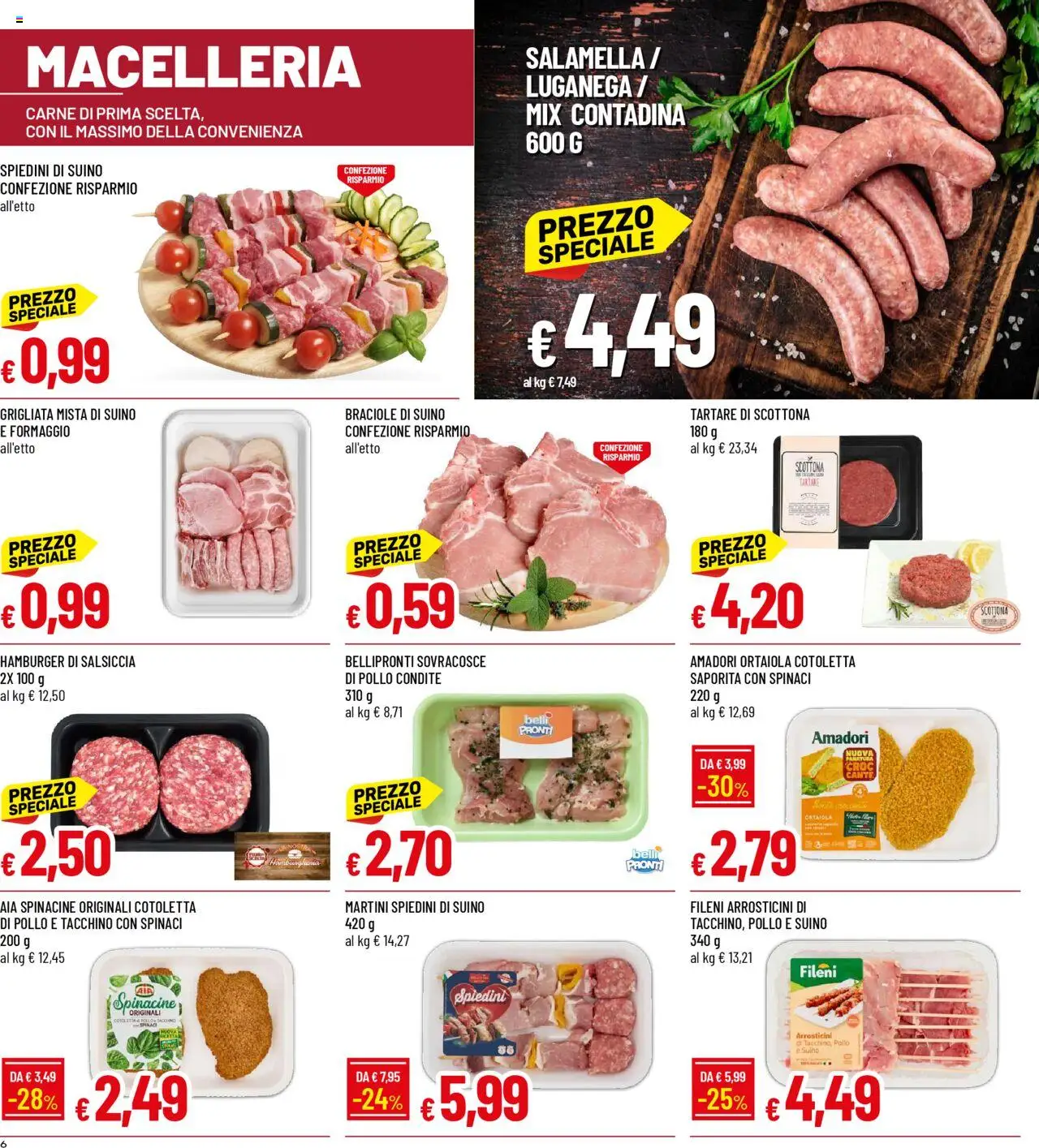 Volantino Galassia del 07.08.2025 | Pagina: 6 | Prodotti: Salamella, Pollo, Suino, Hamburger