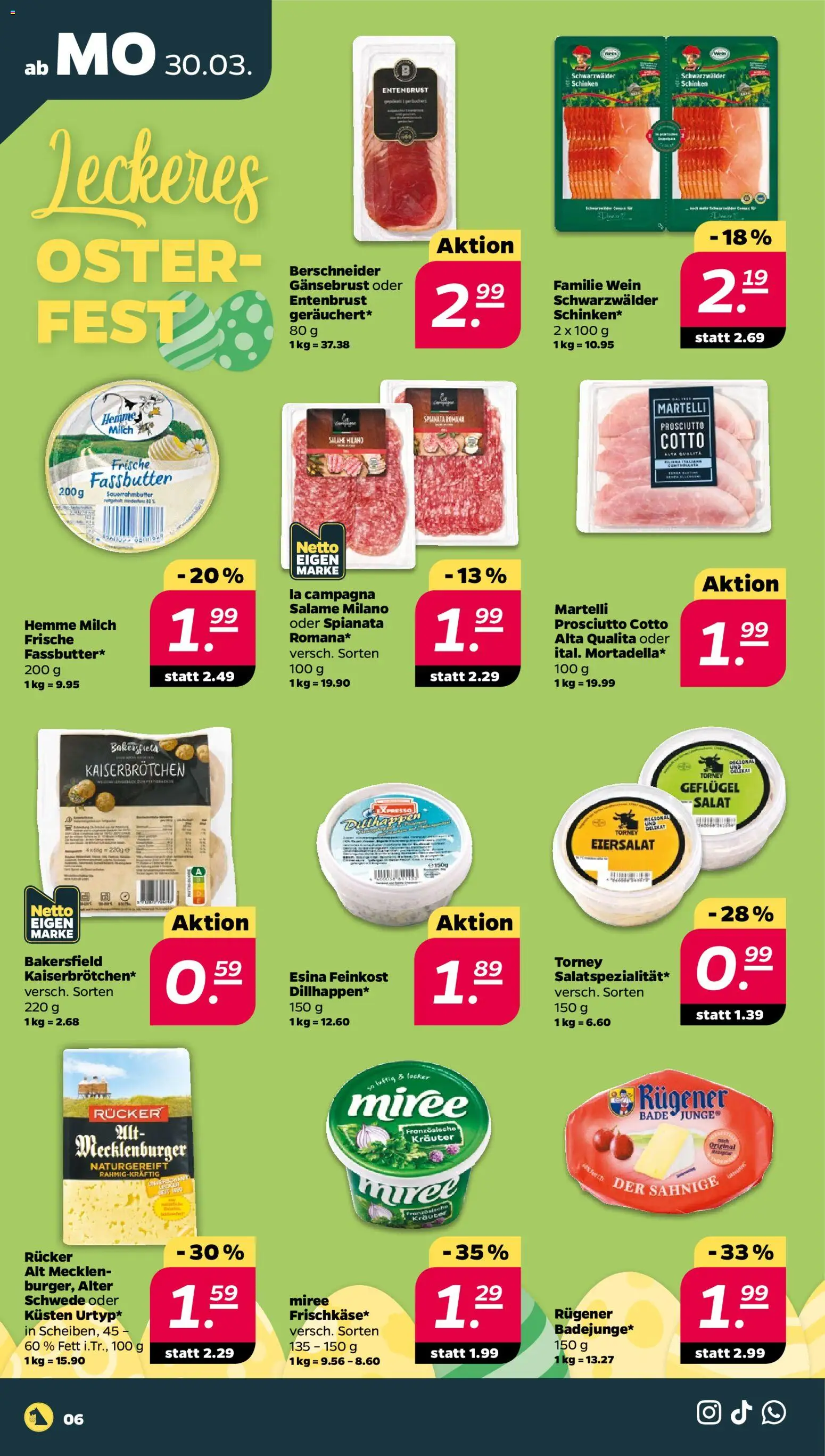 Netto Prospekt 	 – gültig ab 30.03.2026 | Seite: 6 | Produkte: Milch, Schinken, Wein, Salat