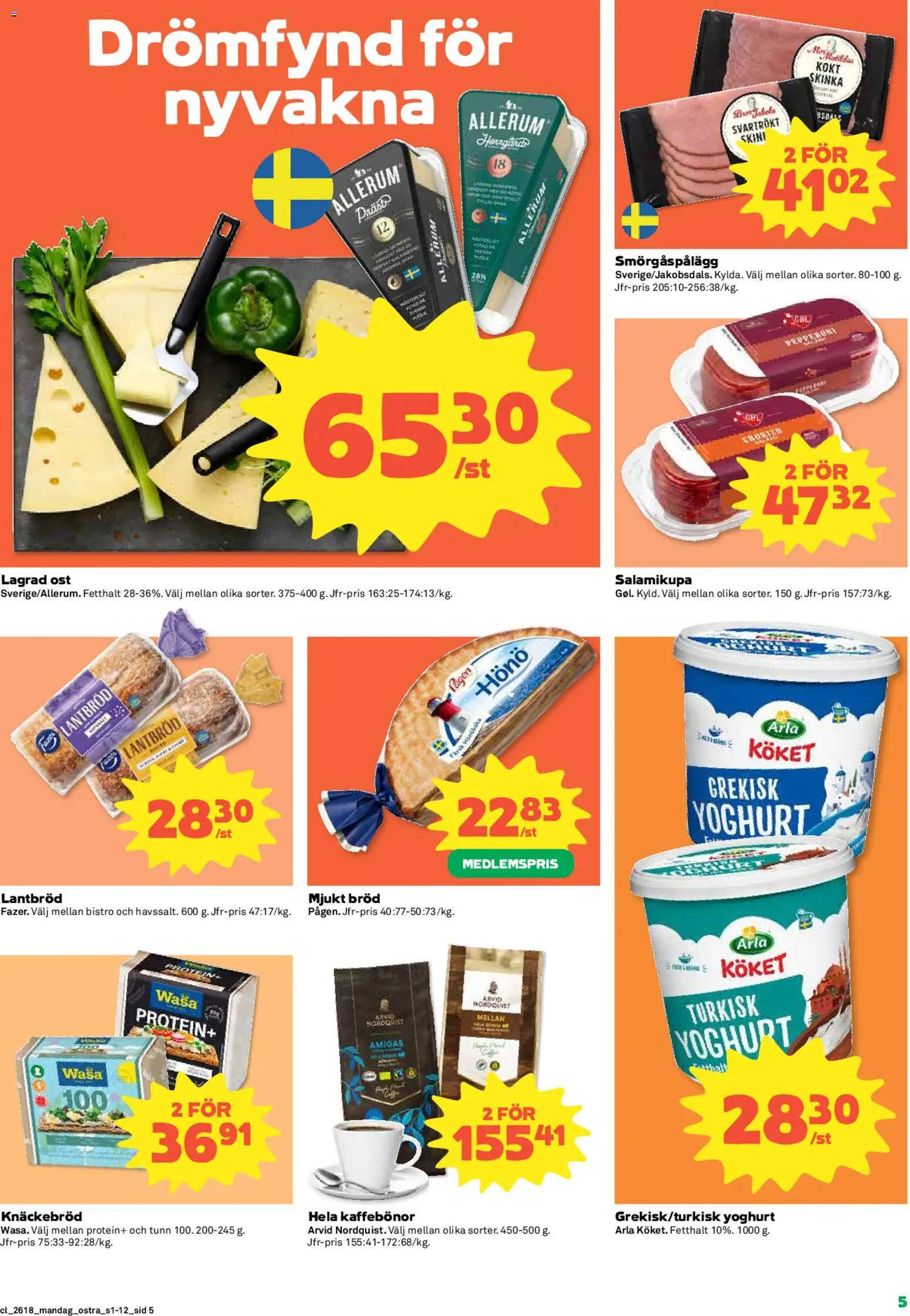 Coop Forum reklamblad aktuell från 27.04.2026 | Sida: 5 | Produkter: Yoghurt, Bröd, Lantbröd, Skinka