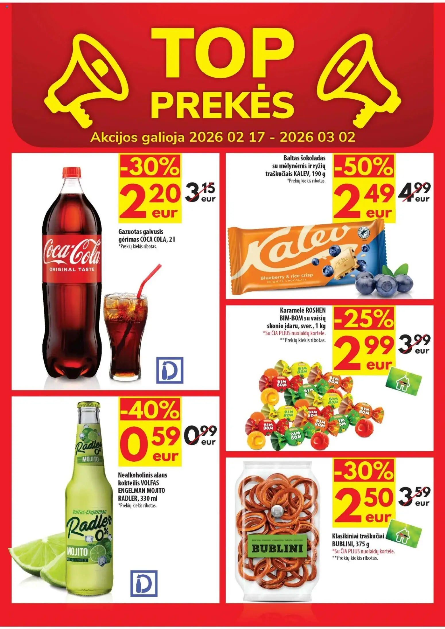 ČIA MARKET akcijos nuo 17.02.2026 | Puslapis: 20 | Prekių: Gaivusis gėrimas, Šokoladas, Traškučiai