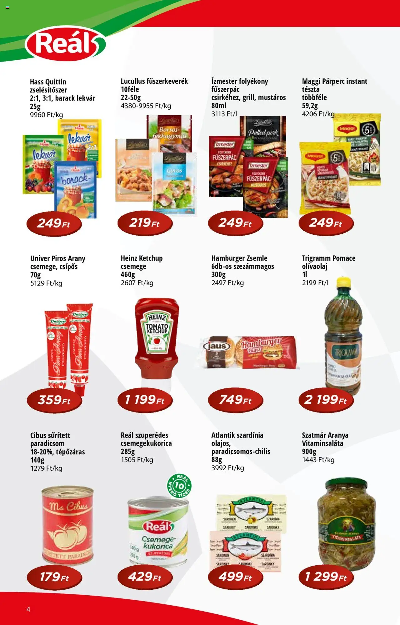 Reál akciós ujság - amely érvényes a következő dátumtól: 18.06.2025 | Oldal: 4 | Termékek: Fűszerpác, Lekvár, Maggi, Tészta