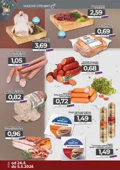 CBA Komfos leták platný od 24.04.2026 | Strana: 2 | Produkty: Slanina, Klobása, Párky