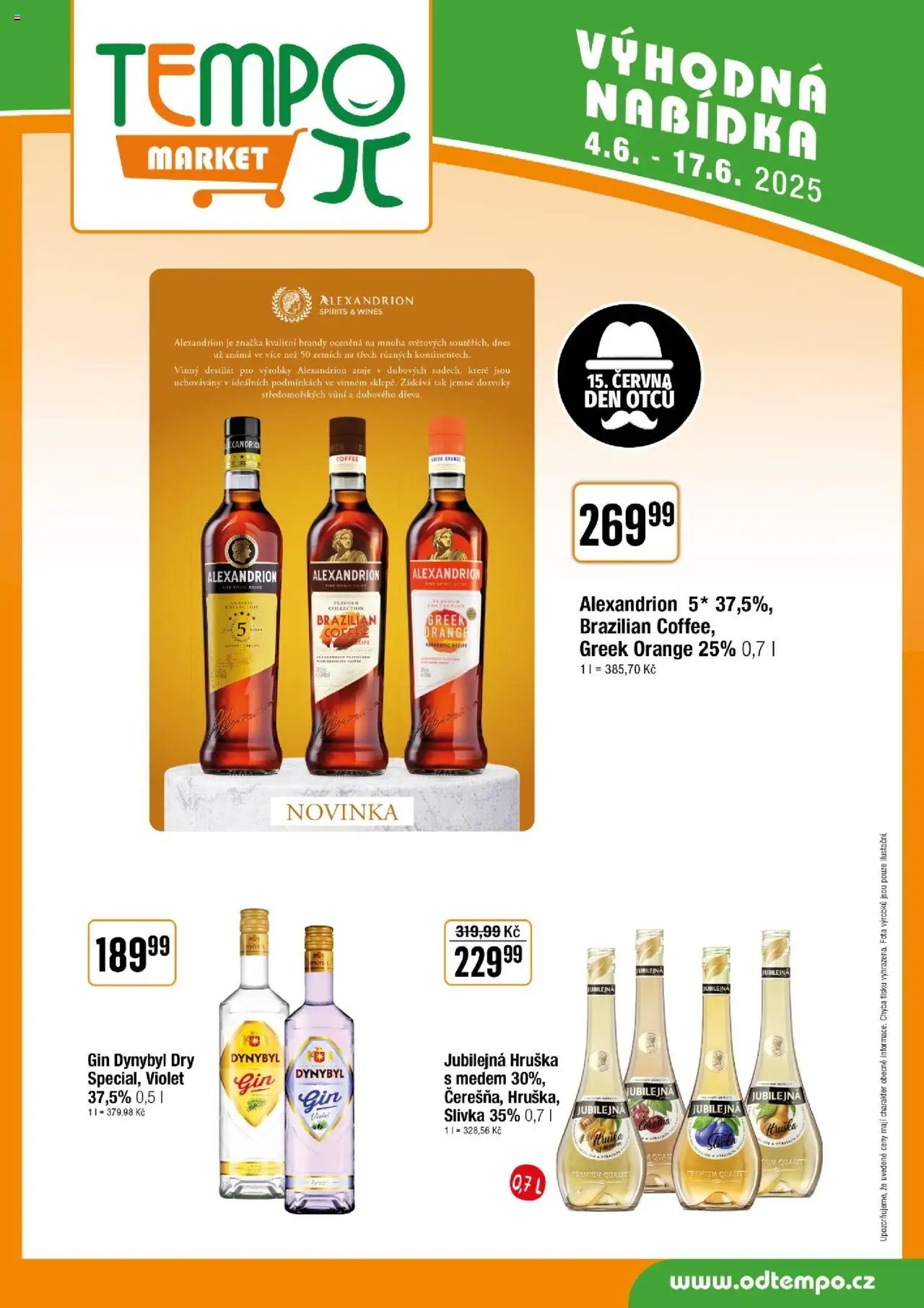 Tempo leták od 04.06.2025 | Strana: 9 | Produkty: Gin, Brandy, Gin Dynybyl, Jubilejná Hruška