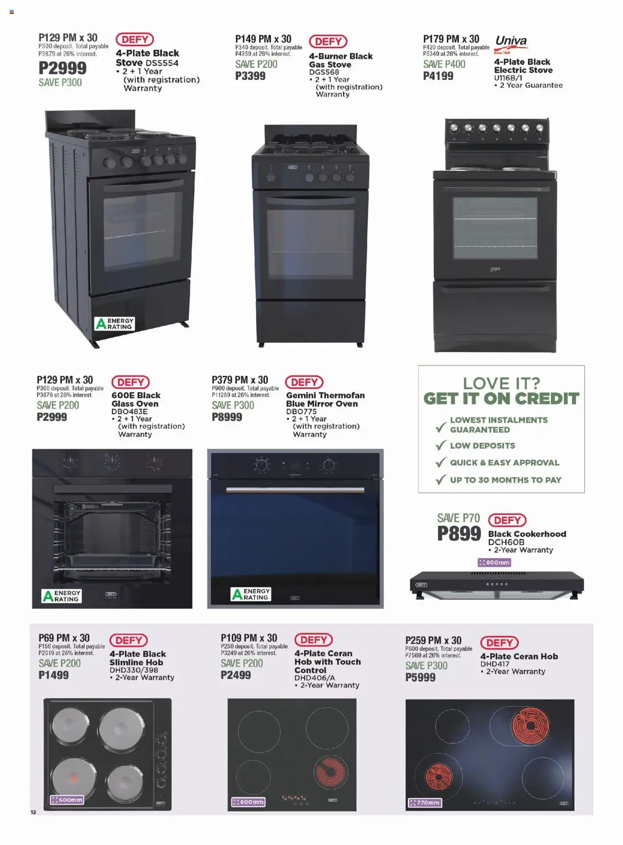 House and Home - Botswana Catalogue │ valid from 18.08.2025 | Page: 12 | Products: Oven, Stove, Mirror, Gas stove