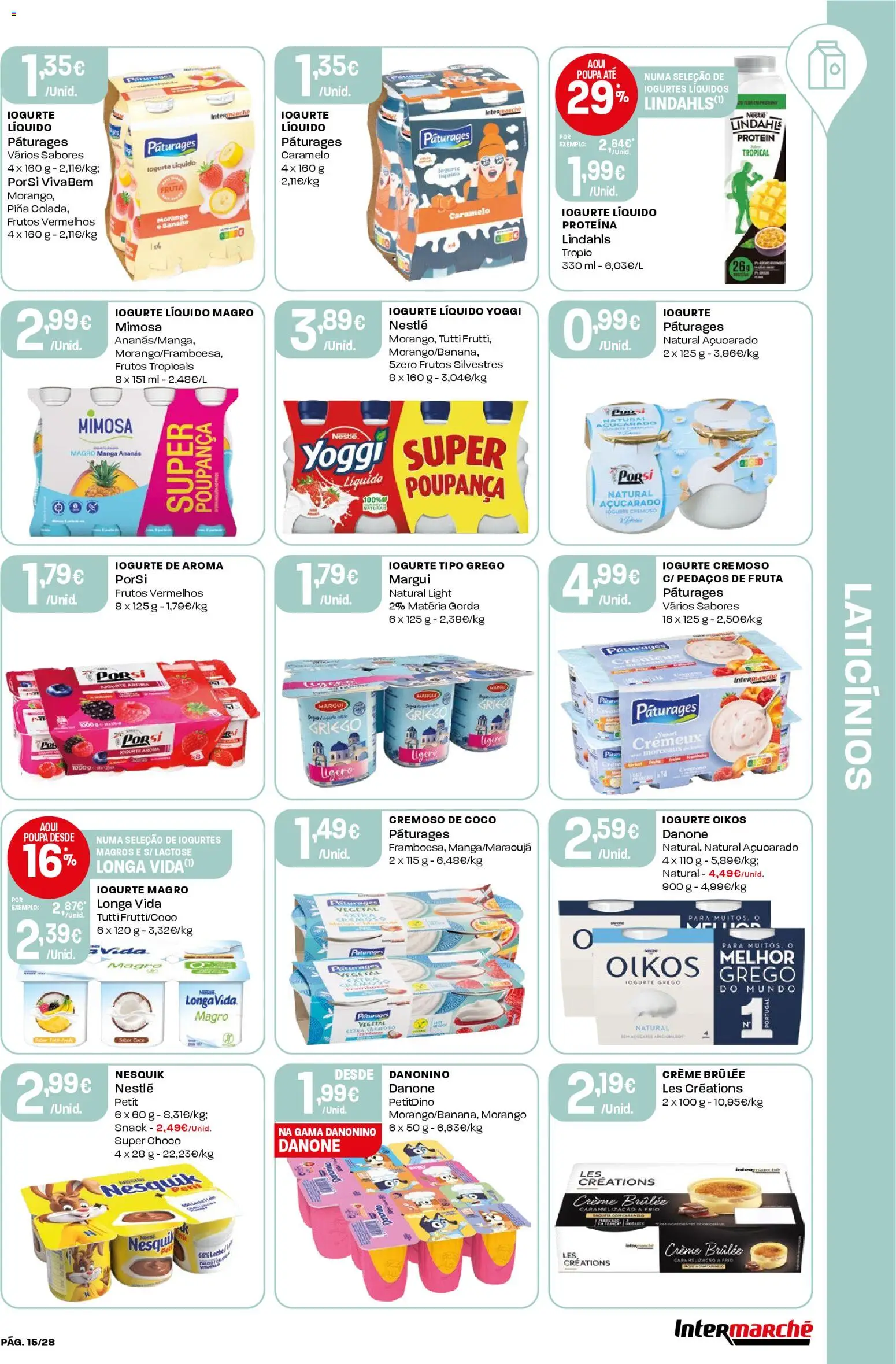 Intermarché Folheto Contact │ válido de 05.03.2026 | Página: 15 | Produtos: Banana, Iogurtes, Creme, Iogurte liquido