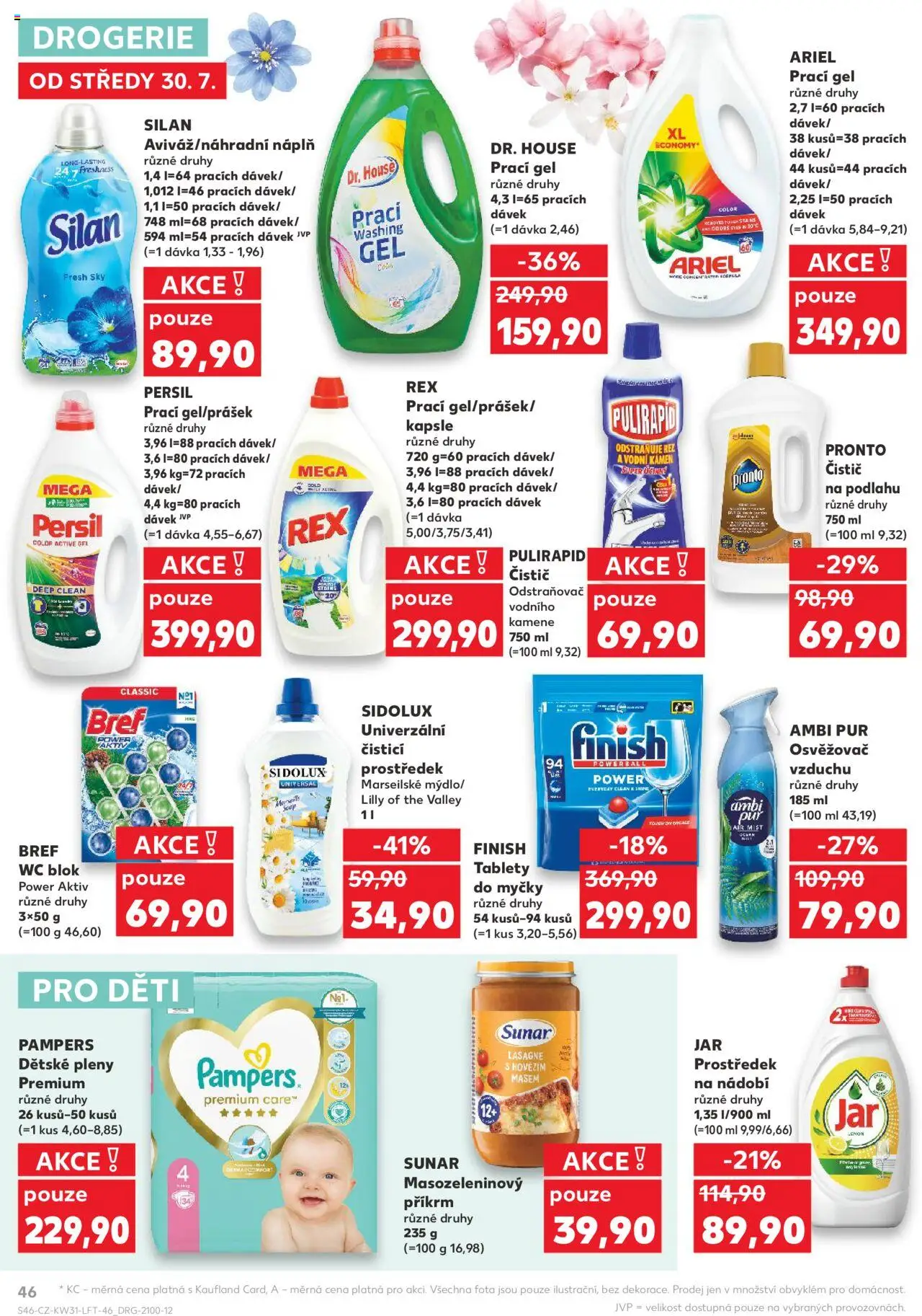 Kaufland leták - Liberec od 30.07.2025 | Strana: 46 | Produkty: Wc blok, Ariel, Příkrm, Pleny