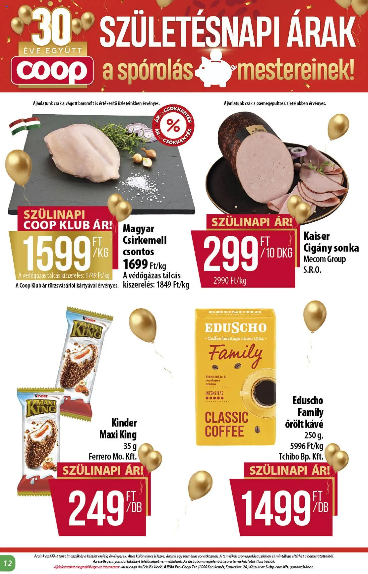 COOP akciós ujság - amely érvényes a következő dátumtól: 25.09.2025 | Oldal: 12 | Termékek: Sonka, Kávé, Őrölt kávé, Csirkemell