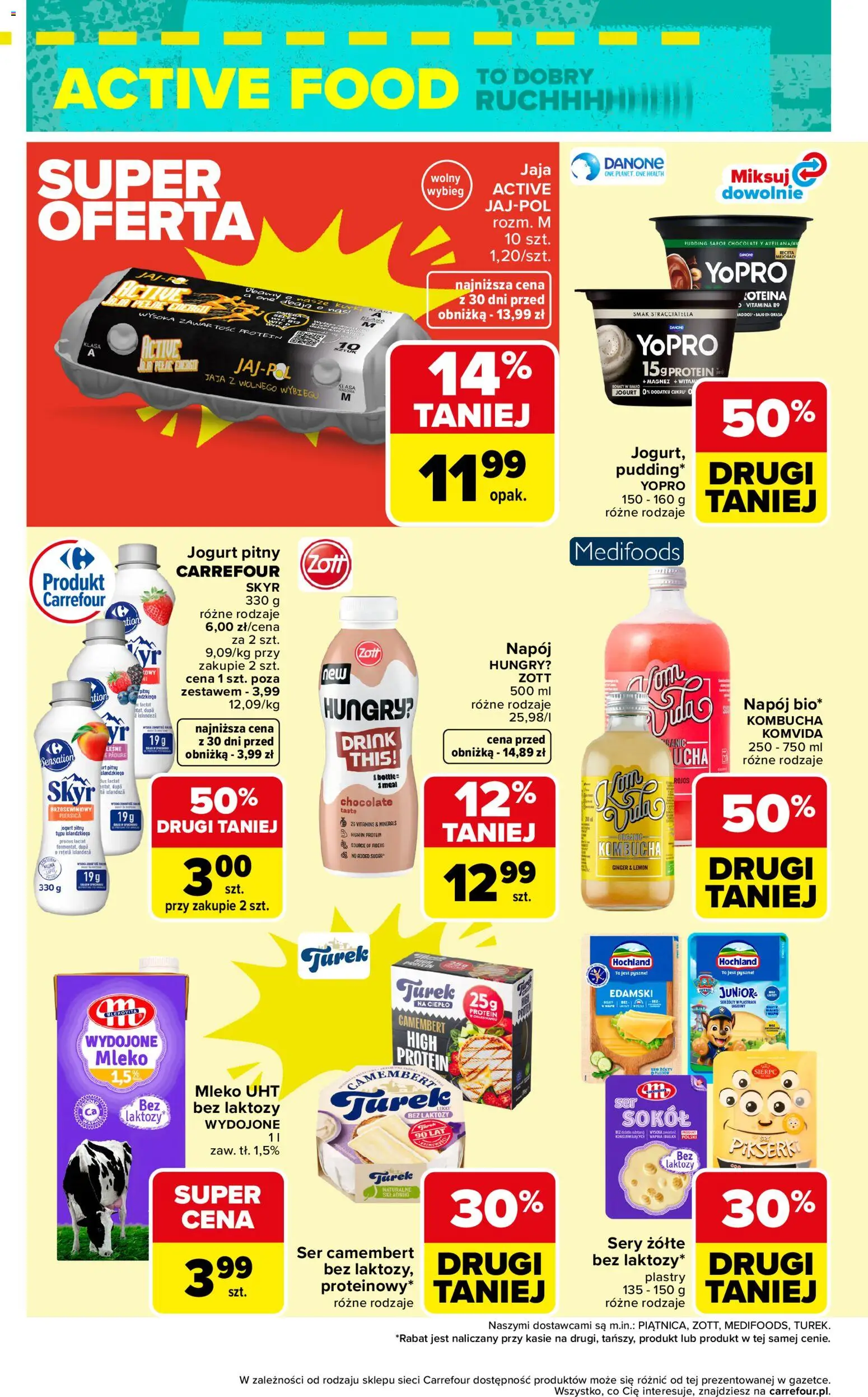 Carrefour gazetka - Active food to dobry ruch od 07.04.2026 | Strona: 2 | Produkty: Bez laktozy, Ser camembert, Jogurt, Skyr
