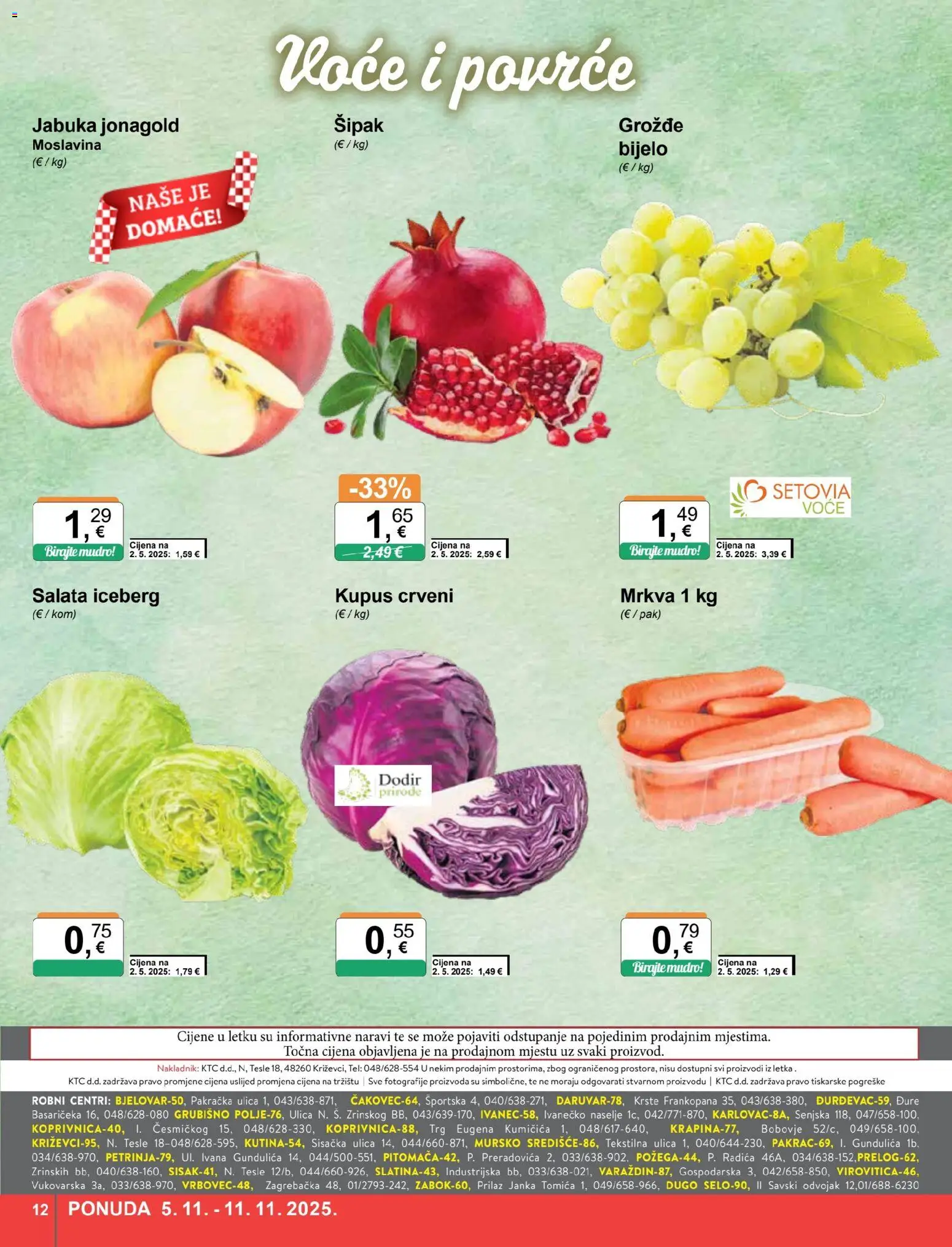 KTC katalog | vrijedi od 05.11.2025 | Stranica: 12 | Proizvodi: Mrkva, Salata, Kupus, Grožđe