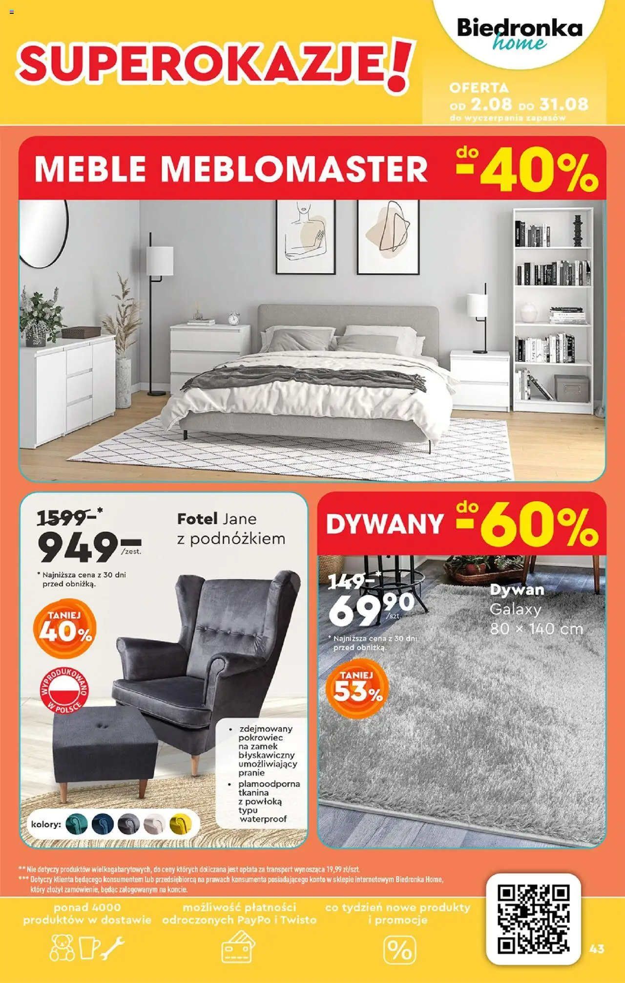Biedronka gazetka - Home od 02.08.2025 | Strona: 6 | Produkty: Fotel, Dywan, Dywany