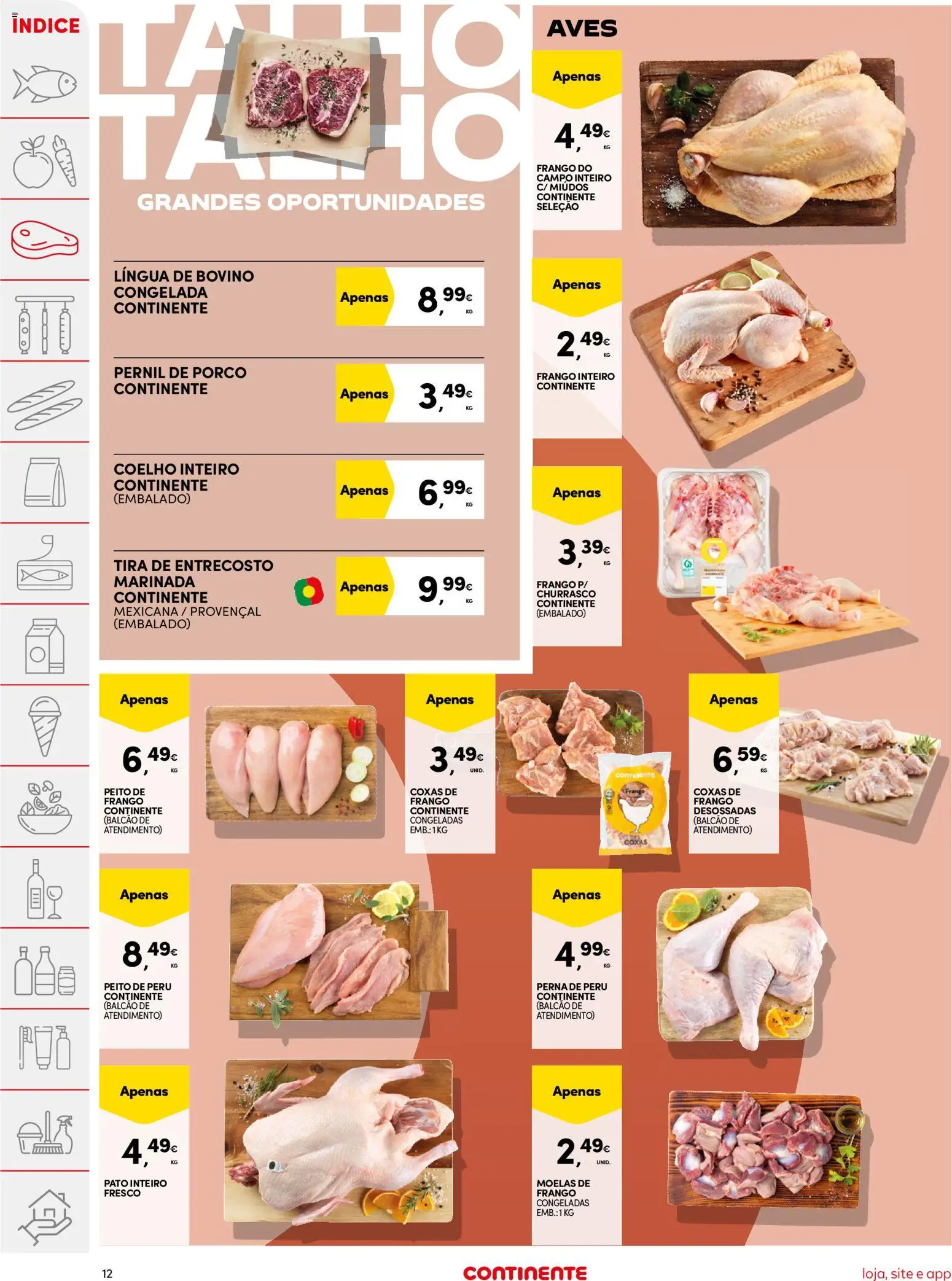 Continente folheto │ válido de 10.03.2026 | Página: 12 | Produtos: Peito de peru, Peru, Coelho, Moelas
