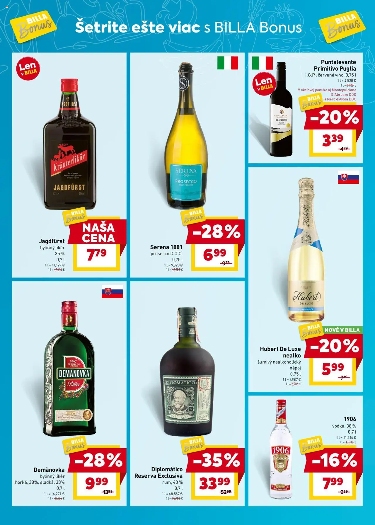 Billa Bonus │ platný od 30.07.2025 | Strana: 6 | Produkty: Diplomatico, Prosecco, Vodka, Hubert de Luxe