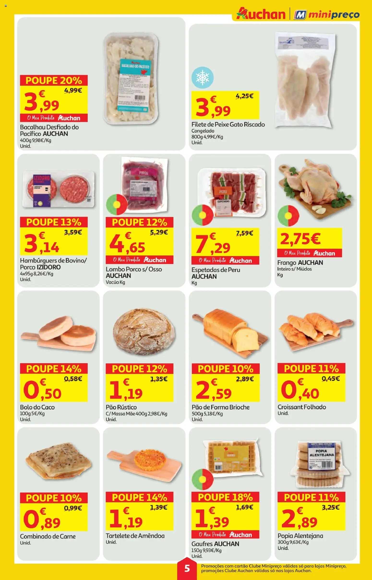 Minipreço folheto │ válido de 12.03.2026 | Página: 5 | Produtos: Bacalhau, Frango, Pão, Peixe