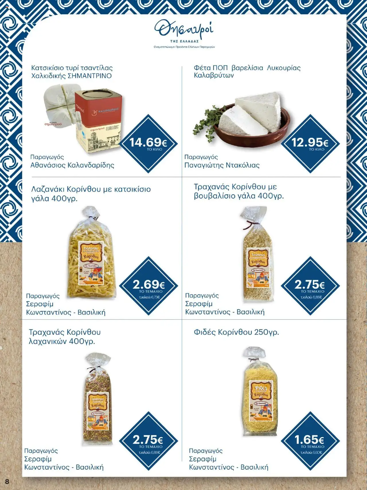  | Σελίδα: 8 | Προϊόντα: Γάλα, Τυρί, Φέτα, Κατσικίσιο τυρί