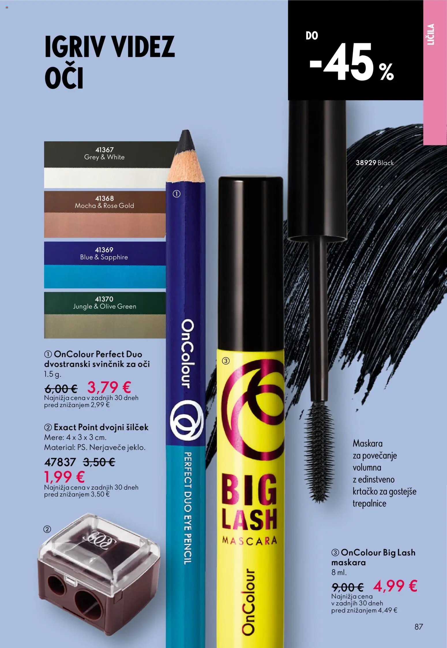 Novi Oriflame katalog ponudbe – veljaven od 19.11.2025 | Stran: 87 | Izdelki: Silcek, Maskara, Svincnik za oci, Olive