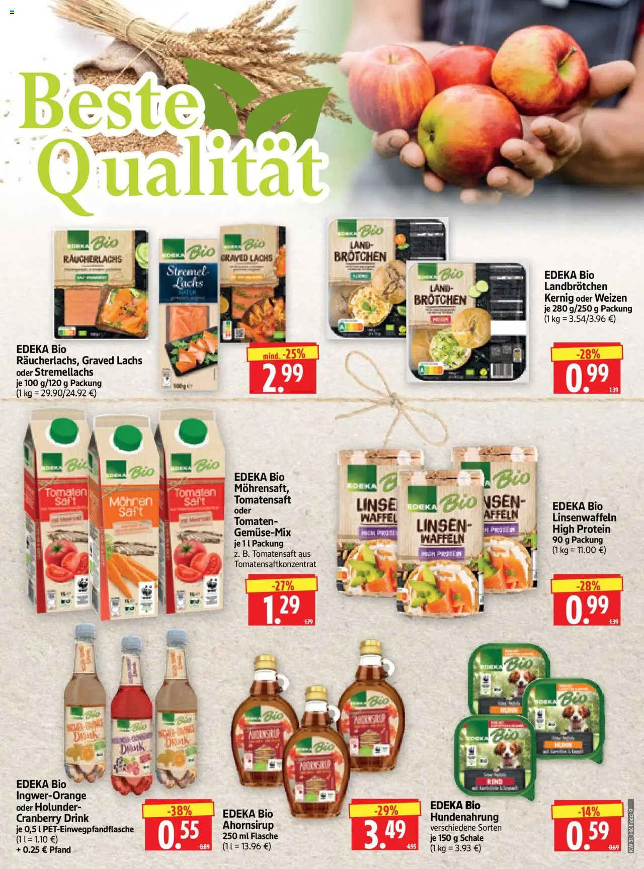 HERKULES Prospekt 	 - gültig ab dem 28.07.2025 | Seite: 9 | Produkte: Tomaten, Mohren, Lachs, Saft
