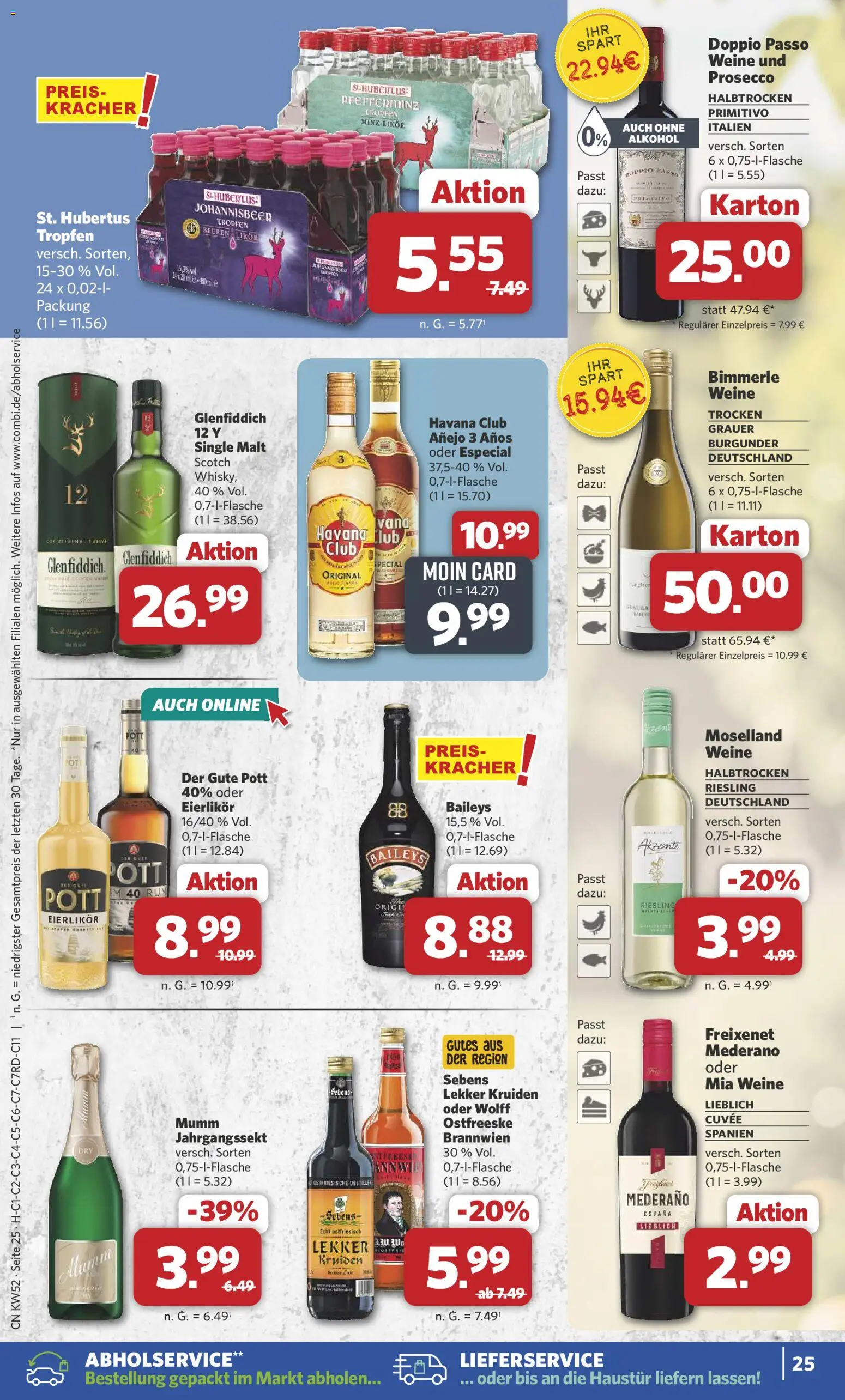 Combi Prospekt 	 – gültig ab 22.12.2025 | Seite: 25 | Produkte: Havana club, Likör, Prosecco, Baileys
