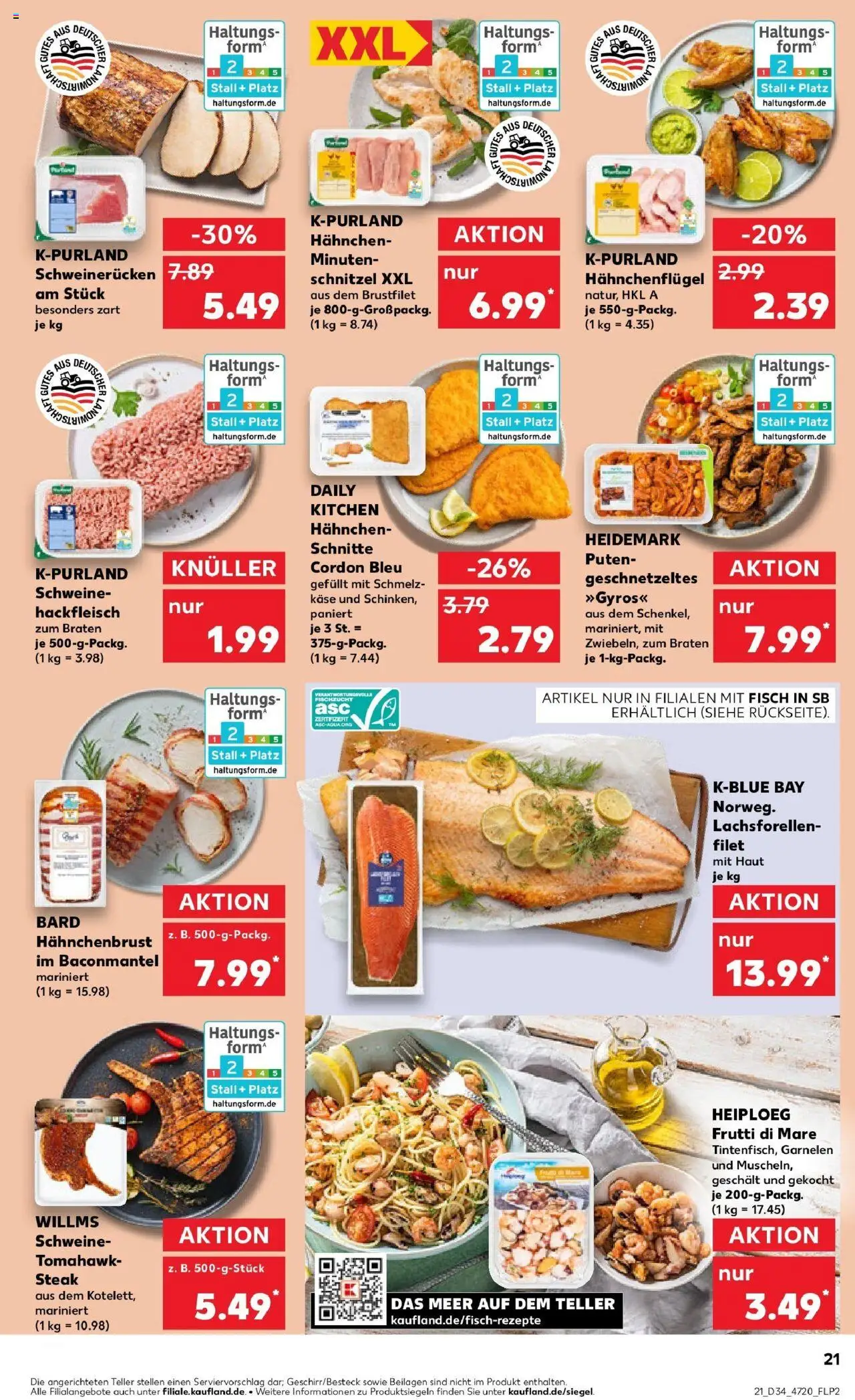 Kaufland prospekt Limburg An Der Lahn	 - gültig ab dem 21.08.2025 | Seite: 21 | Produkte: Hahnchen, Fisch, Steak, Hahnchenbrust