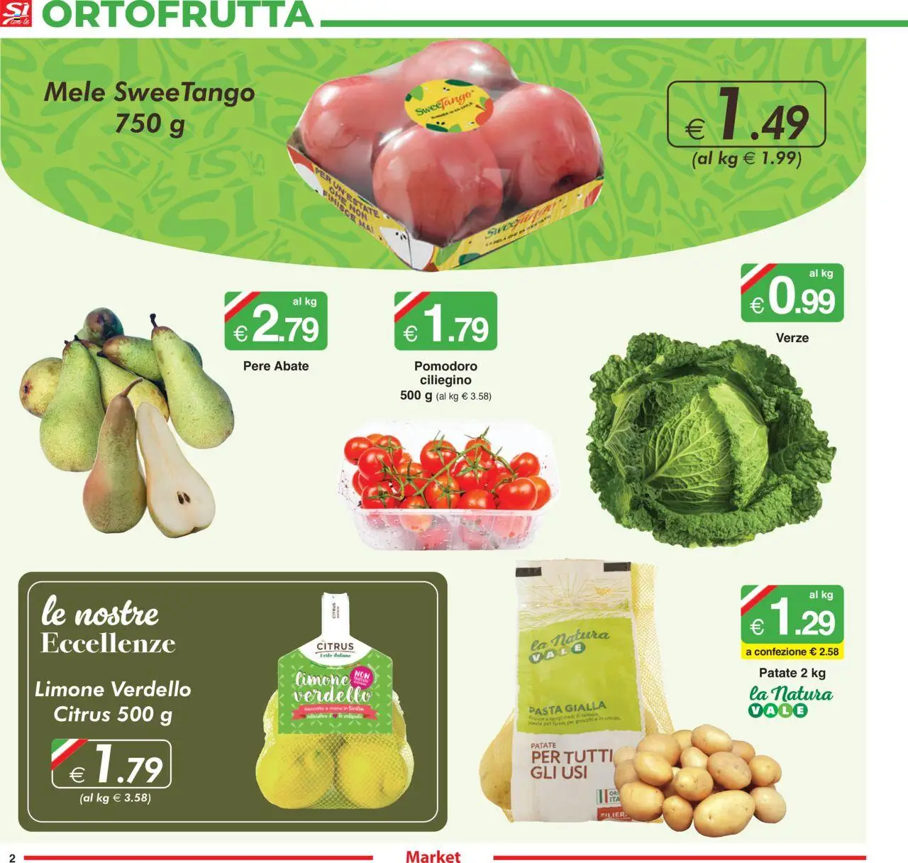 Volantino Sì con Te del 25.09.2025 | Pagina: 2 | Prodotti: Mele, Pomodoro, Limone, Pasta