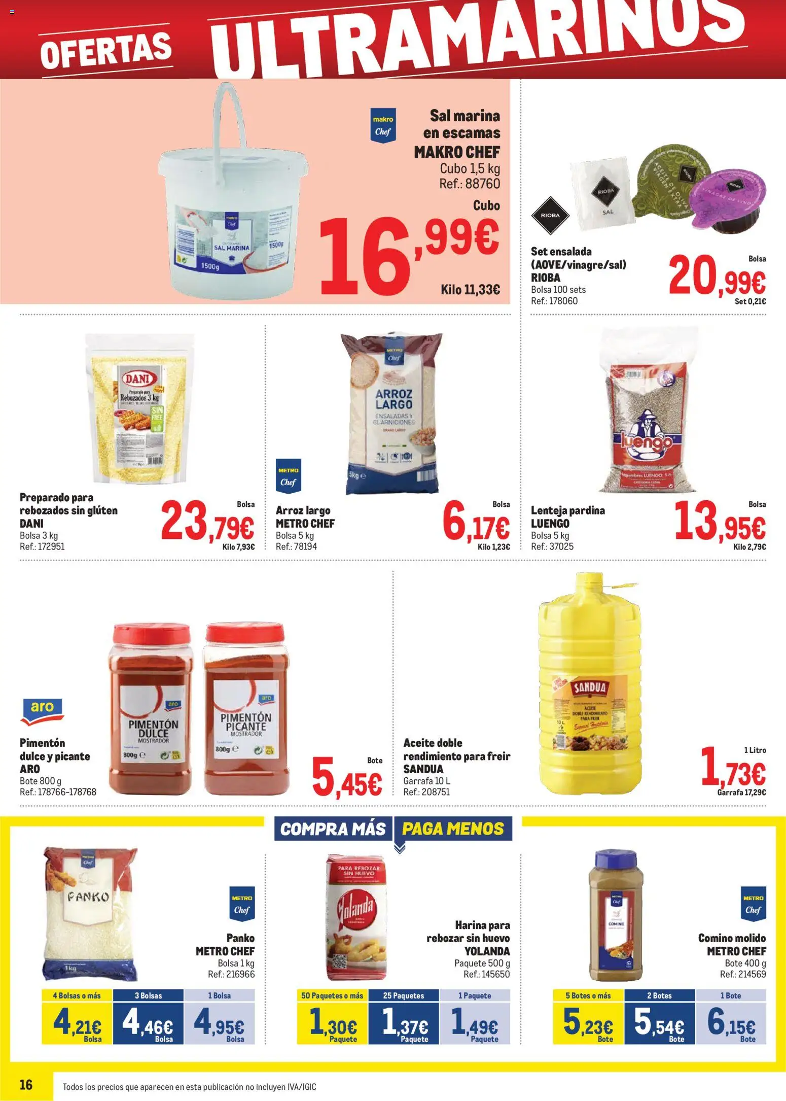 Makro - Precios Norte │ válido desde el 03.11.2025 | Página: 16 | Productos: Aceite, Arroz, Ensalada, Bolsa