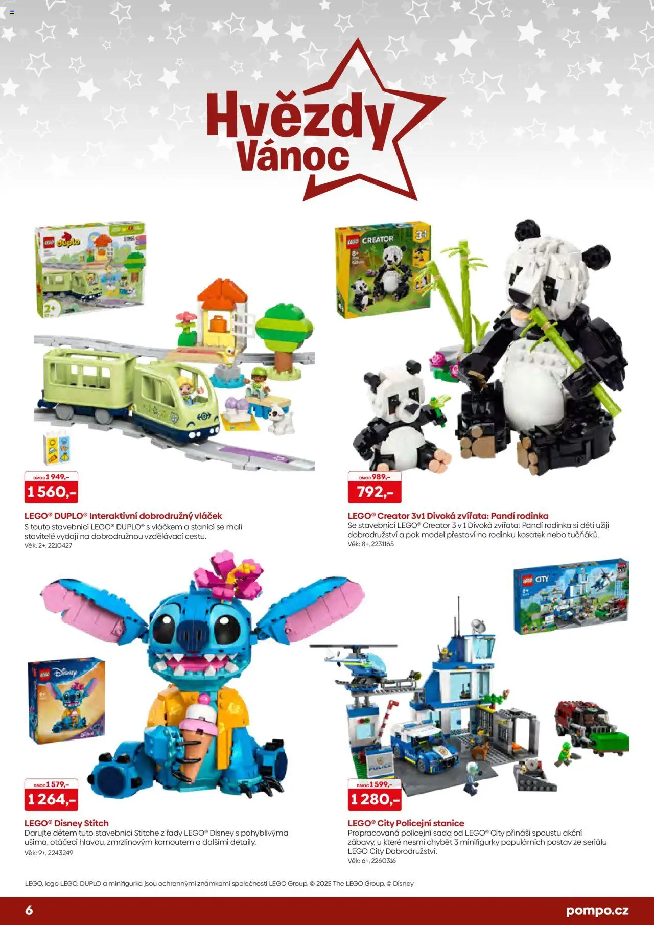 POMPO katalog Vánoce 2025 od 16.10.2025 | Strana: 6 | Produkty: LEGO, Police, Stitch