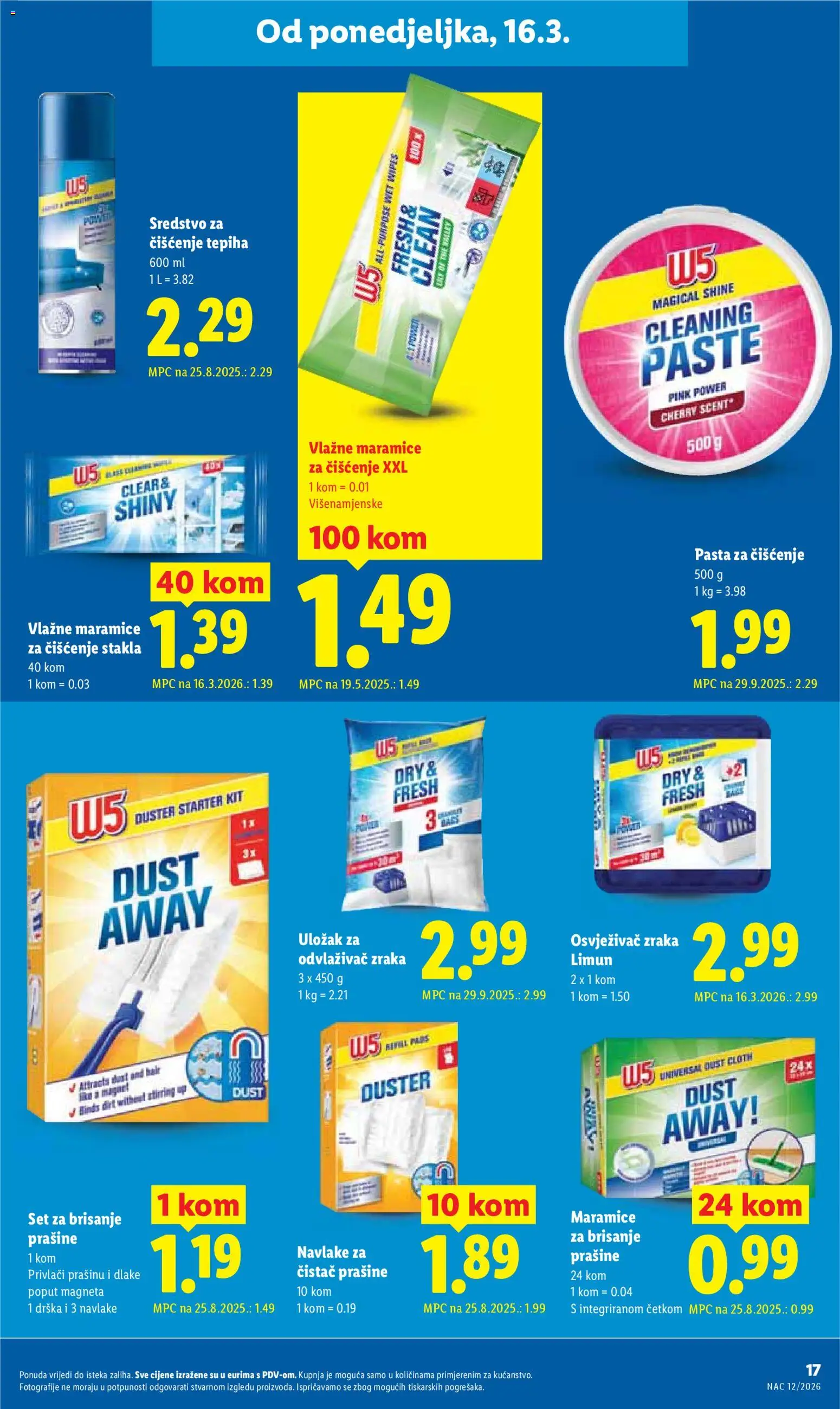 Lidl katalog | vrijedi od 16.03.2026 | Stranica: 17 | Proizvodi: Vlažne maramice, Limun, Pasta