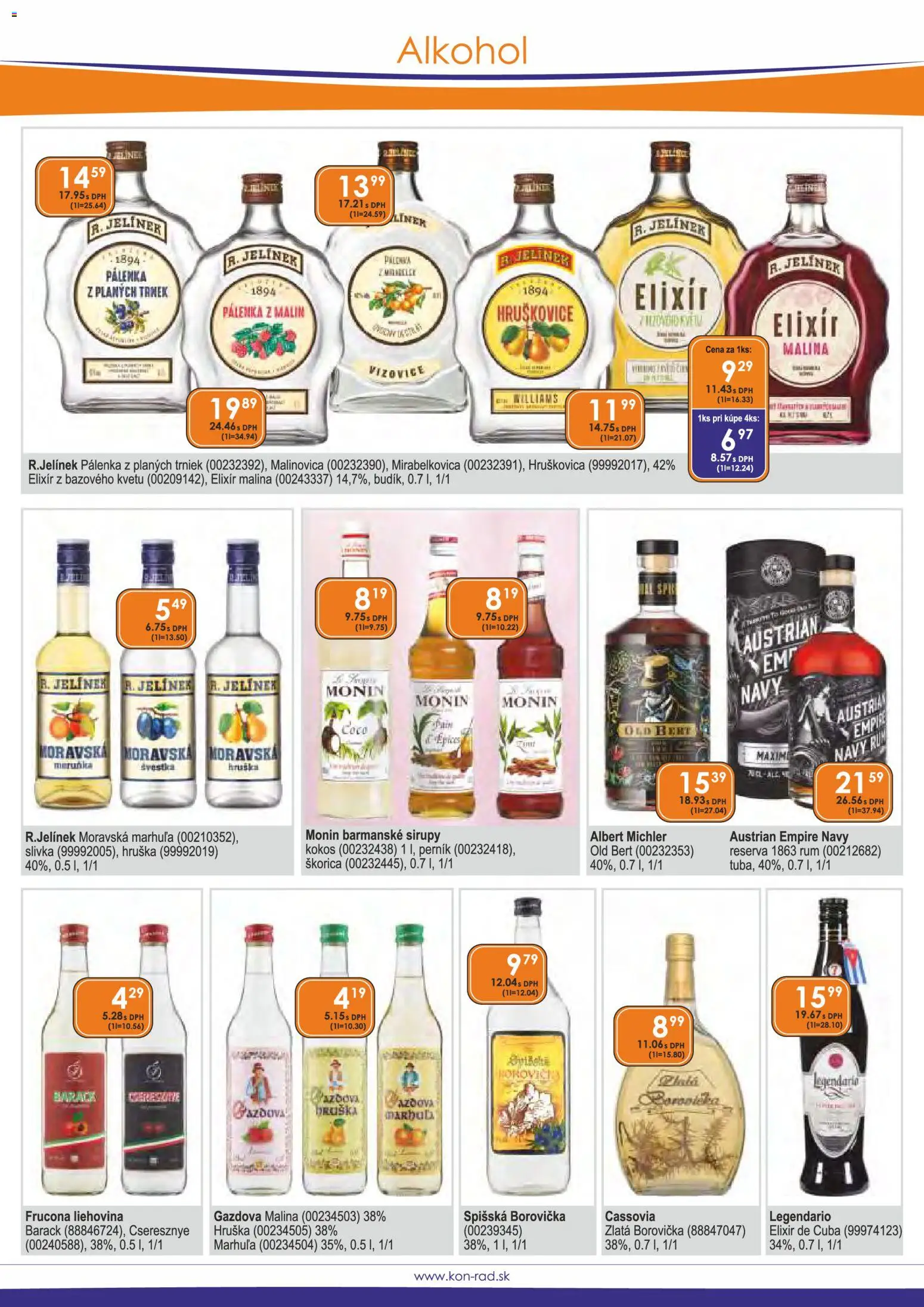 Nové KON - RAD akcie – leták je platný od 01.11.2025 | Strana: 19 | Produkty: Borovička, Alkohol, Rum