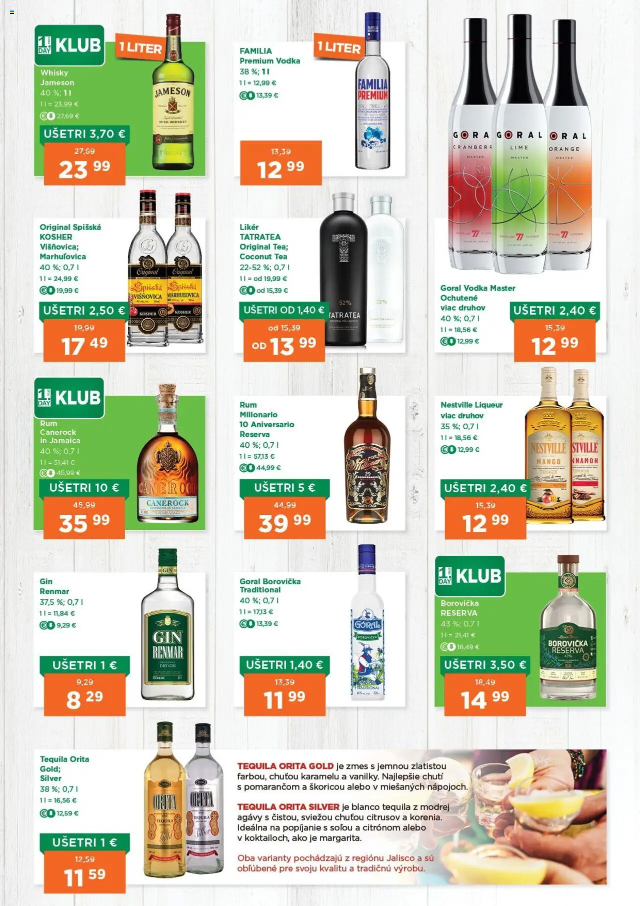 1day leták │ platný od 14.08.2025 | Strana: 2 | Produkty: Jameson, Gin, Mango, Tequila