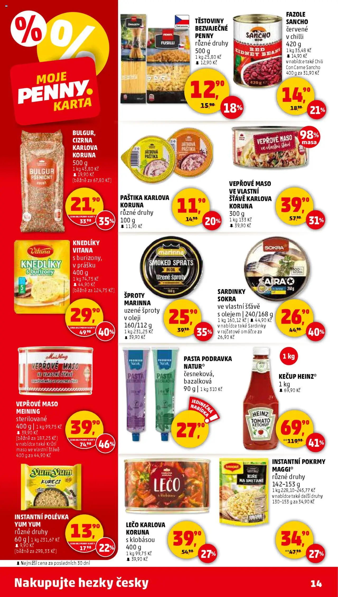 Penny Market leták - Čtvrtečník od 19.06.2025 | Strana: 14 | Produkty: Yum Yum, Vepřové maso, Kečup, Lečo