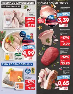 Kaufland leták platný od 11.12.2025 | Strana: 14 | Produkty: Ryby, Bravčové stehno, Kuracie rezne, Losos