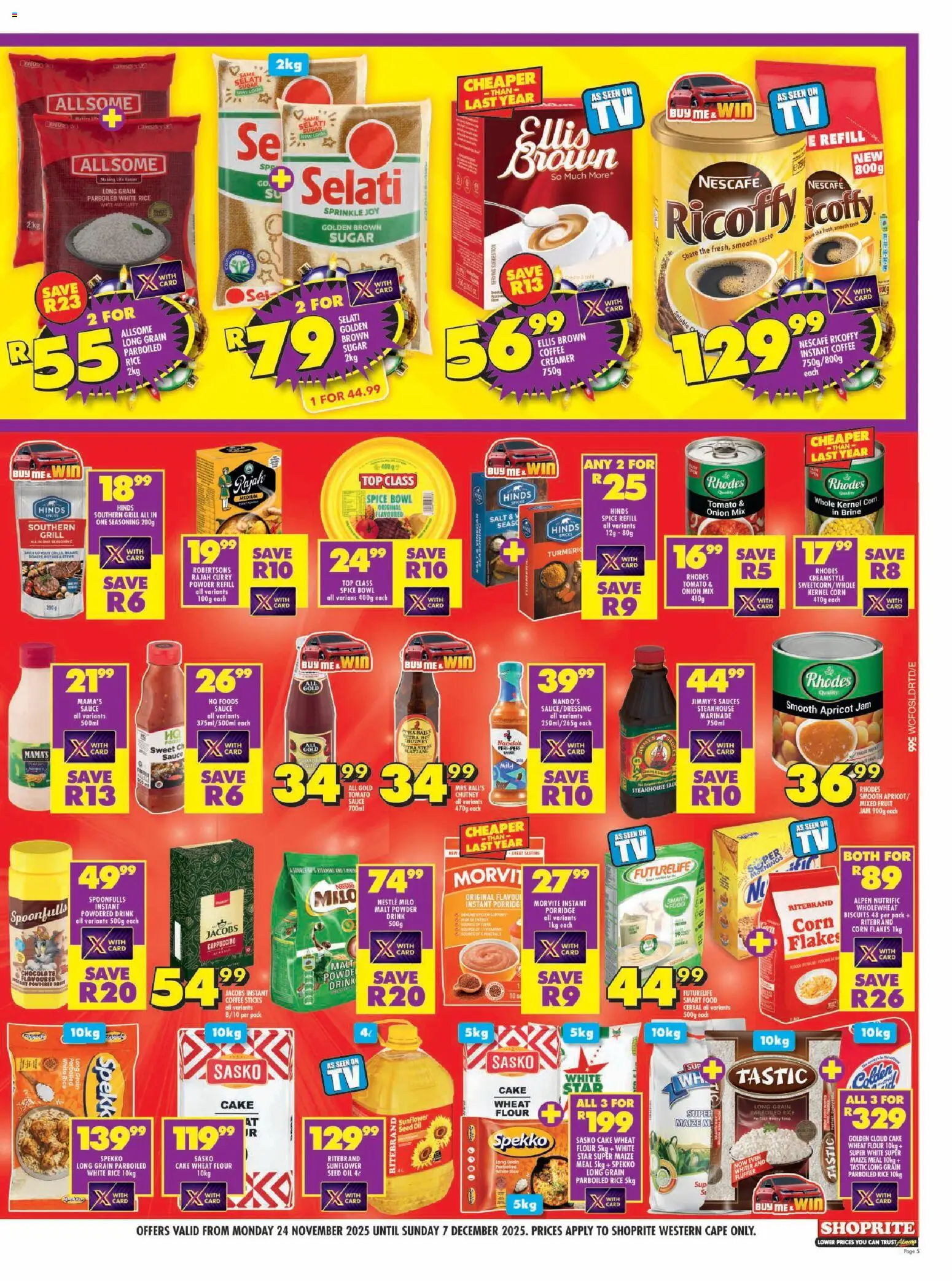 New Shoprite catalogue – valid from 24.11.2025 | Page: 5 | Products: Cake, Creamer, Powder, Spices