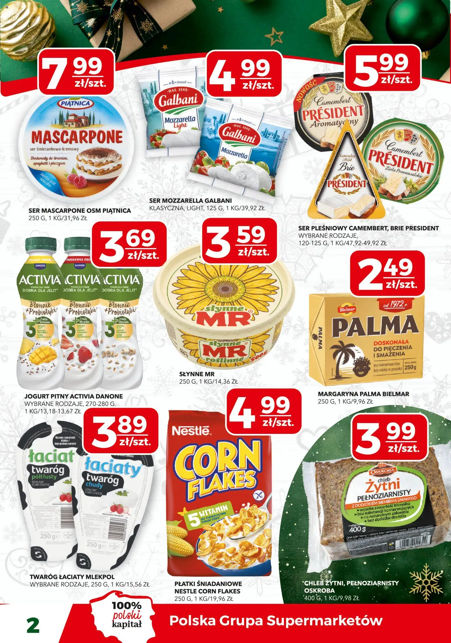 Top Market Gazetka od 15.12.2025 | Strona: 2 | Produkty: Jogurt pitny, Mleka, Płatki śniadaniowe, Ser