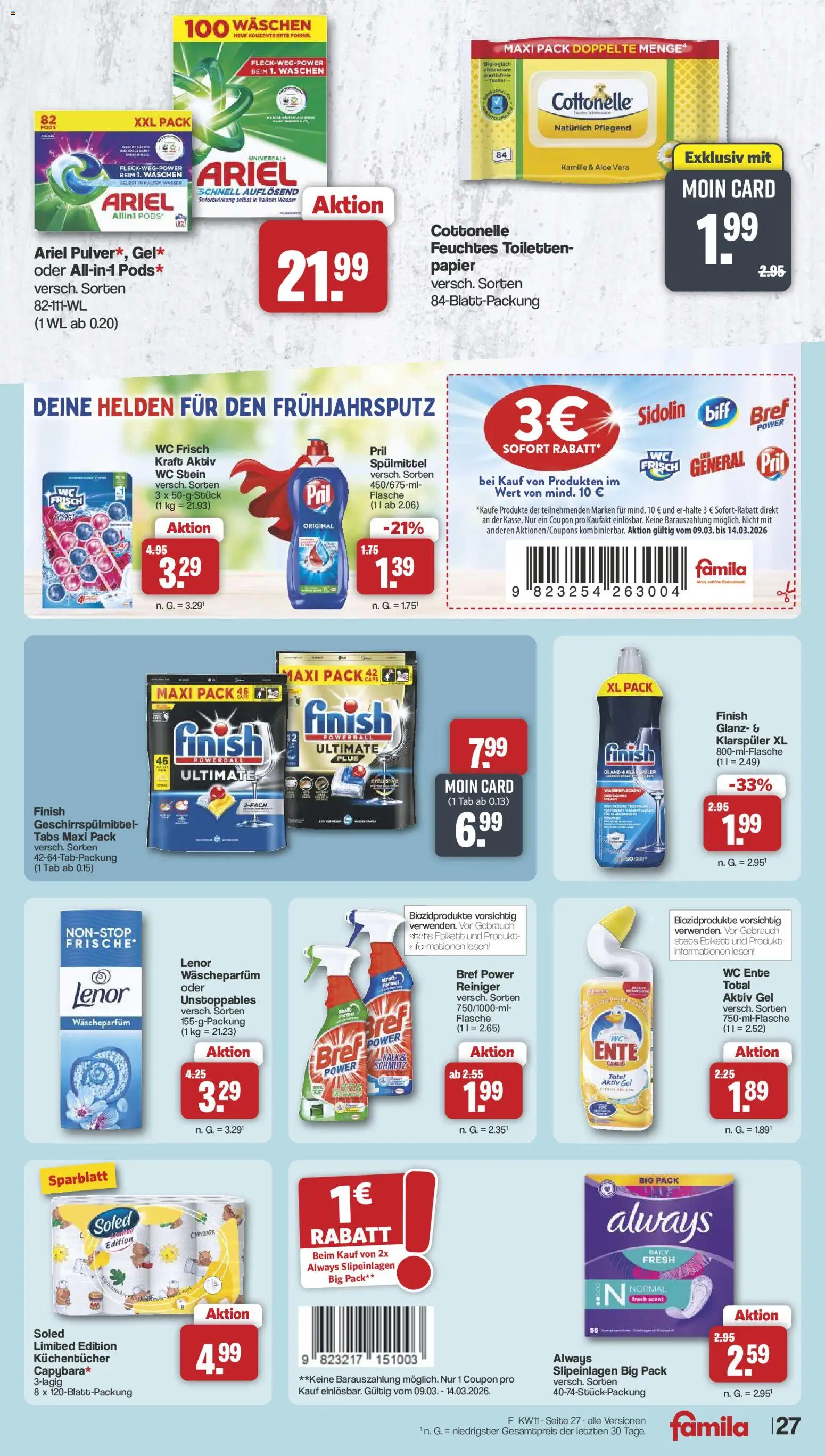 Famila Nordwest Prospekt 	 – gültig ab 09.03.2026 | Seite: 31 | Produkte: Lenor, Ariel, Finish, Klarspüler
